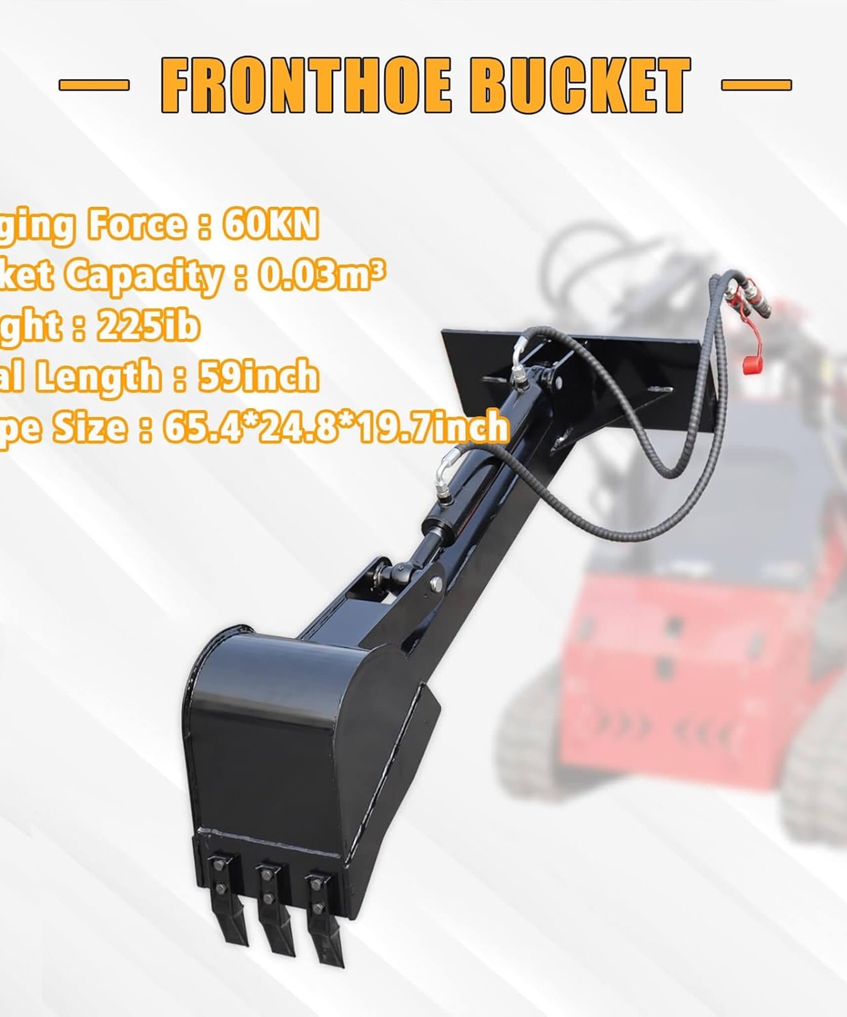 Heavy-Duty Skid Steer Fronthoe Attachment With 12-Inch Bucket (SAK95724)