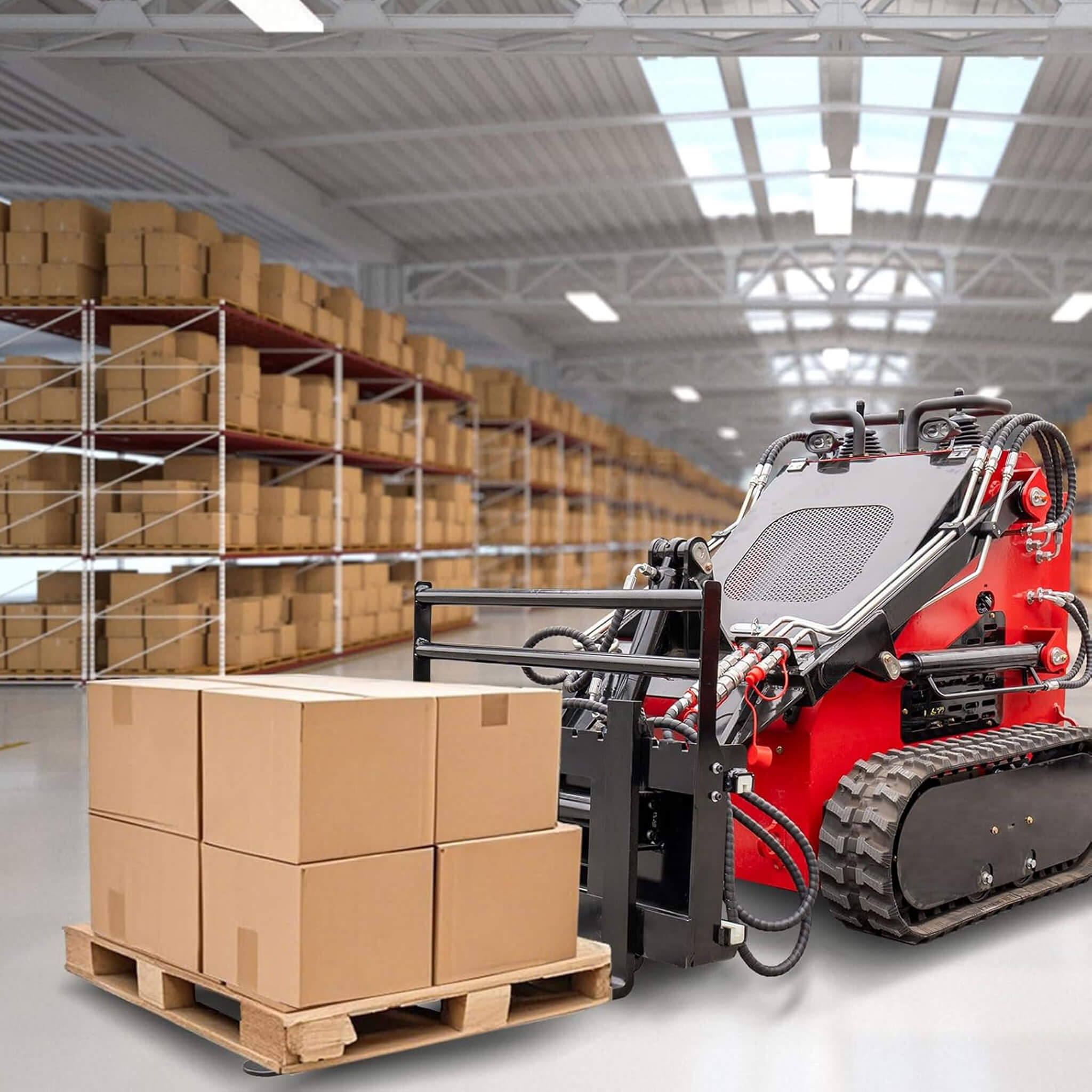 Heavy-Duty Skid Steer Pallet Fork Attachment With Lateral Shift (SAK29135)