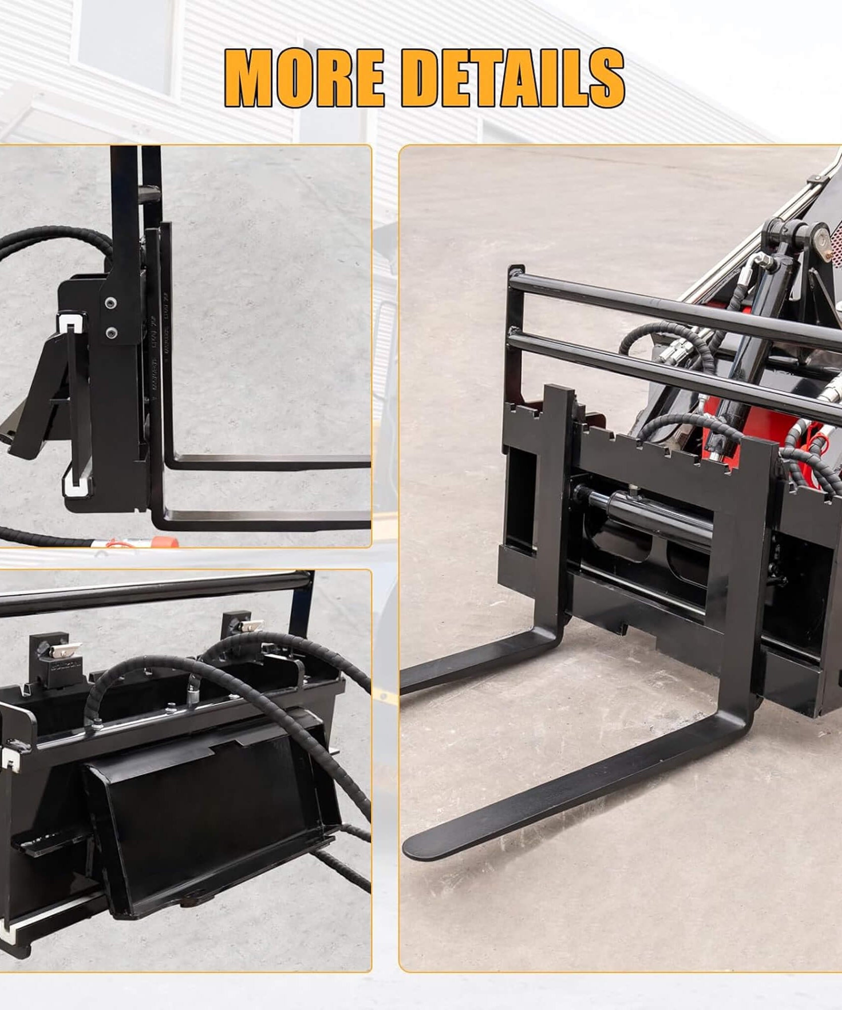 Heavy-Duty Skid Steer Pallet Fork Attachment With Lateral Shift (SAK29135)