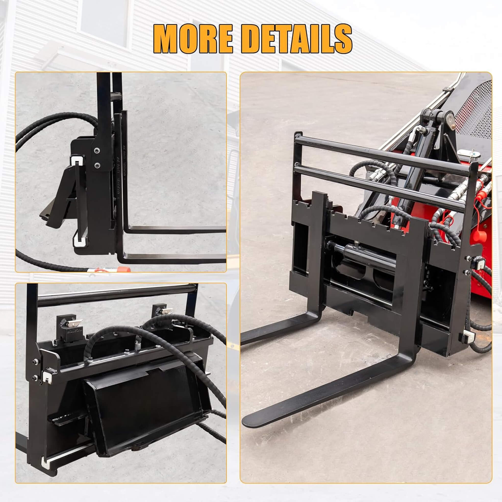 Heavy-Duty Skid Steer Pallet Fork Attachment With Lateral Shift (SAK29135)