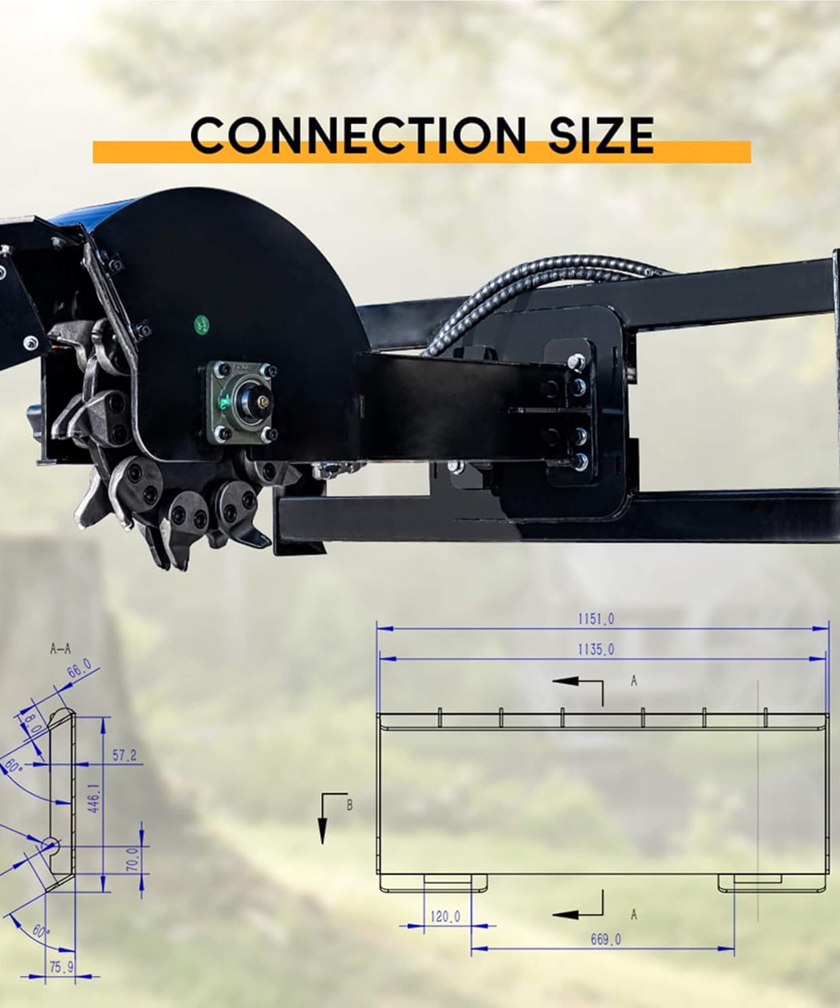 Heavy-Duty Skid Steer Stump Grinder Attachment With High-Speed Cutting Wheel (SAK52096)