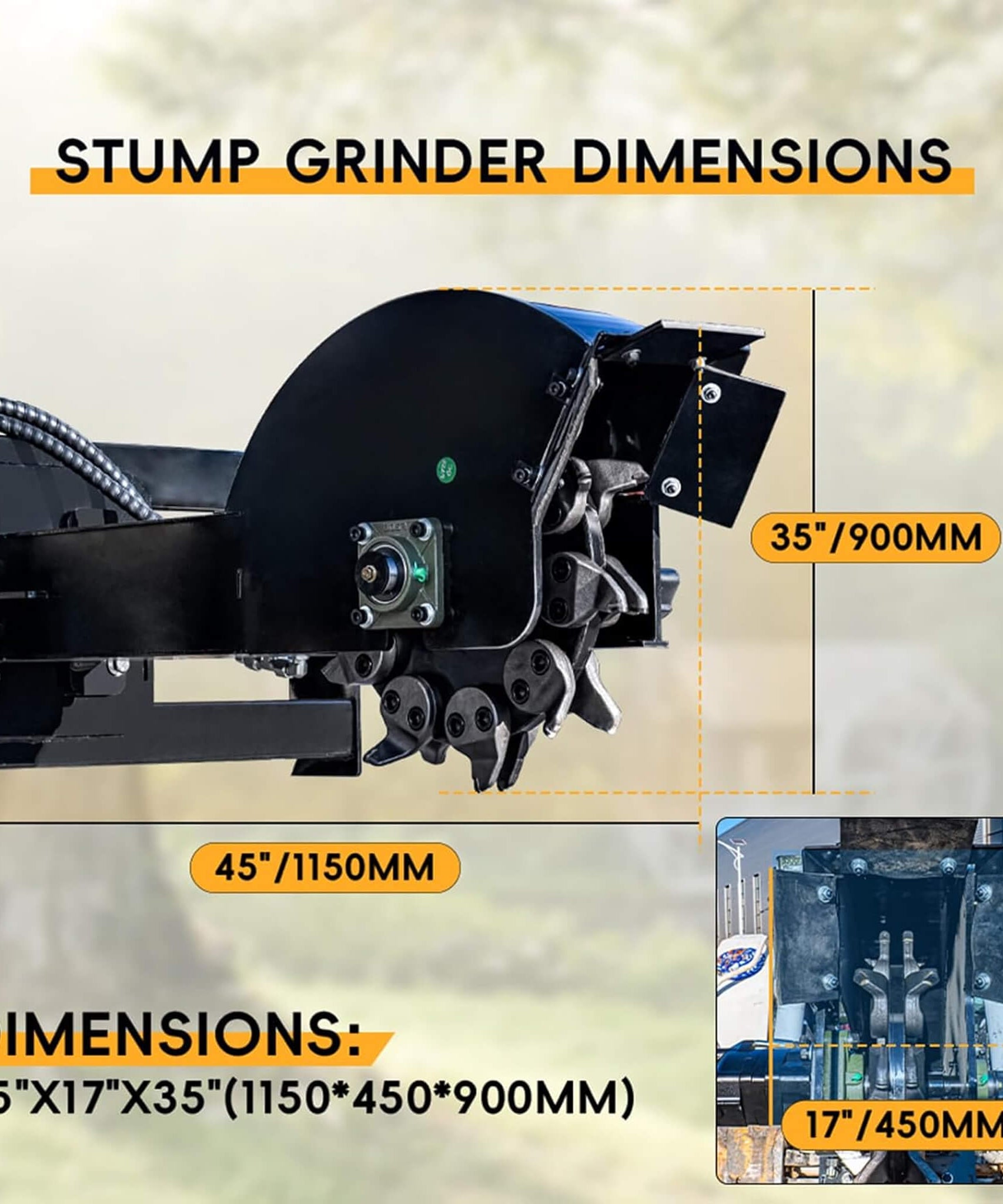 Heavy-Duty Skid Steer Stump Grinder Attachment With High-Speed Cutting Wheel (SAK52096)