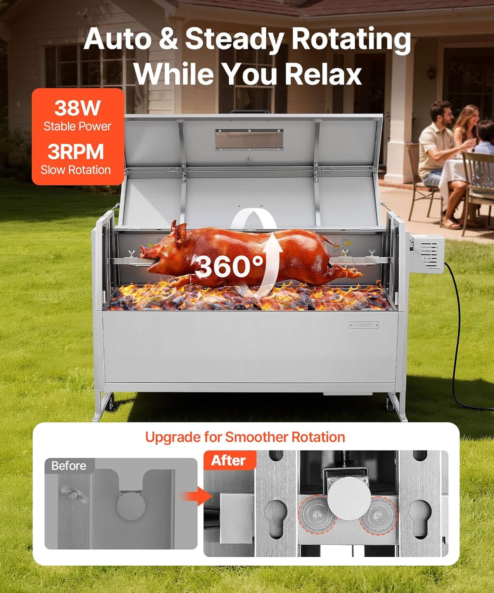 Heavy-Duty Spit Roaster Rotisserie BBQ Grill For Pig, Lamb And Chicken (SAK59286)
