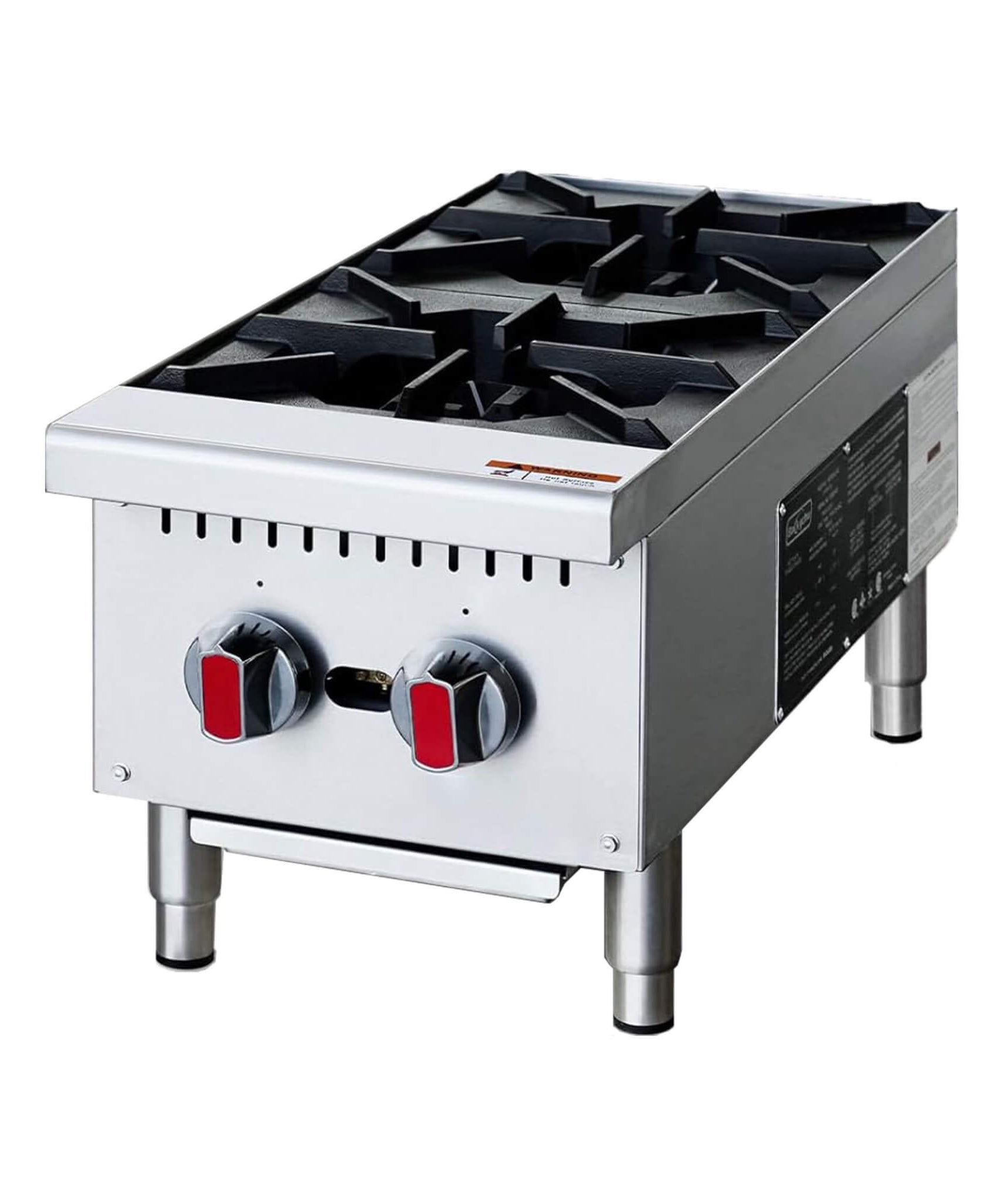 Heavy-Duty Stainless Steel Commercial 2-Burner 50K BTU Countertop Gas Stove Range (SAK29475)