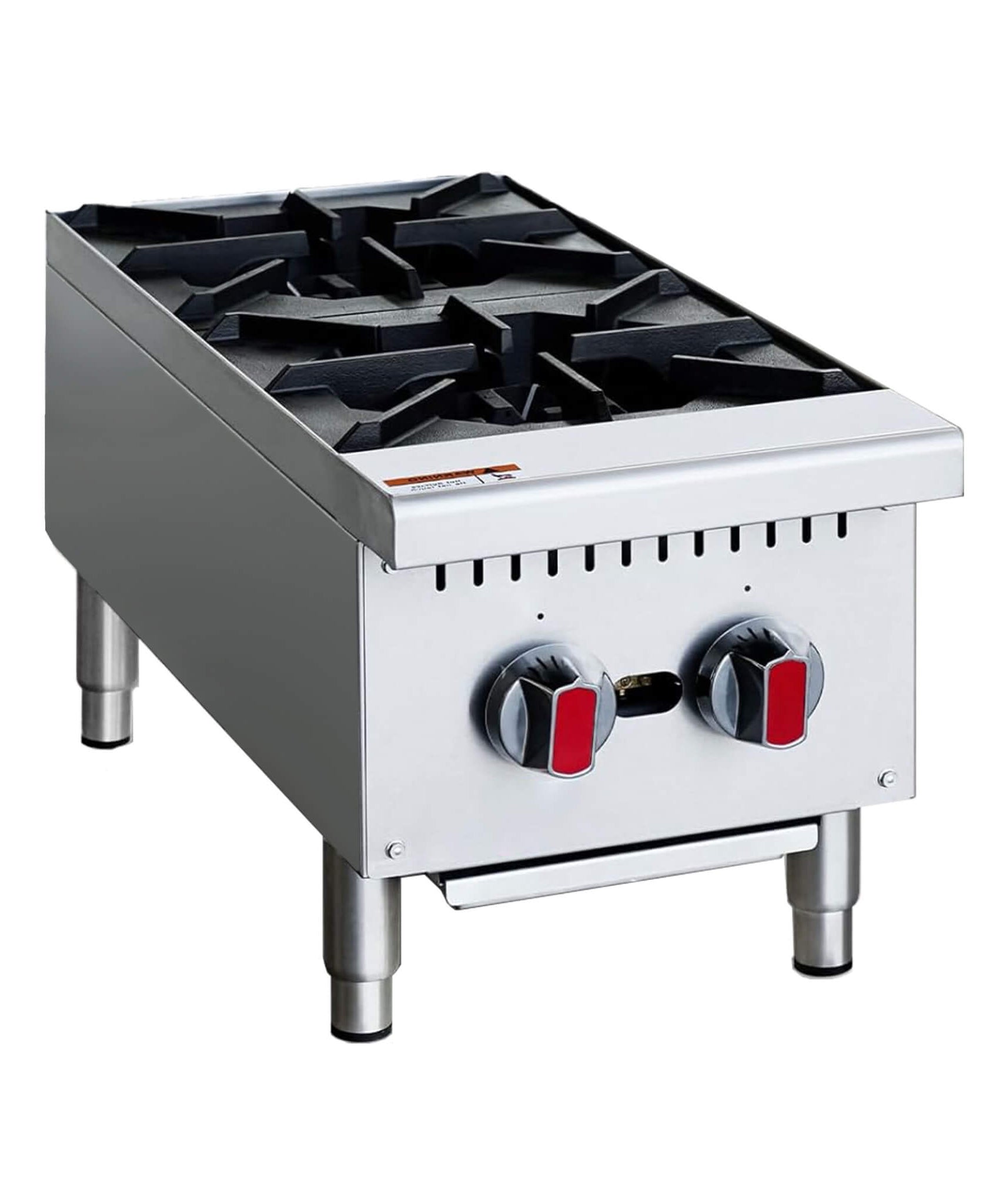 Heavy-Duty Stainless Steel Commercial 2-Burner 50K BTU Countertop Gas Stove Range (SAK29475)