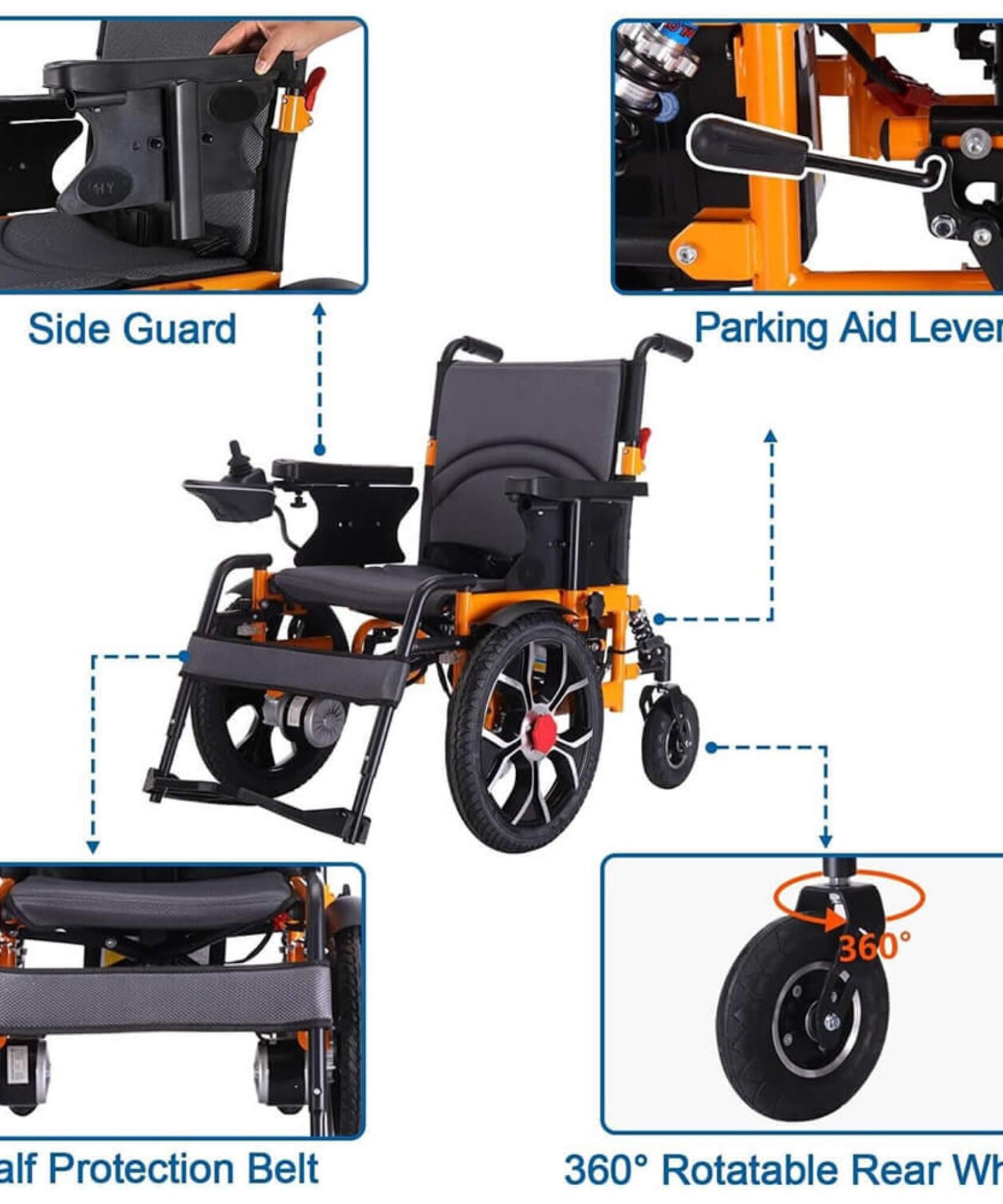 Motivo Heavy-Duty Ultralight All-Terrain Electric Airplane-Approved Foldable Wheelchair, 300LBS (SAK63147)