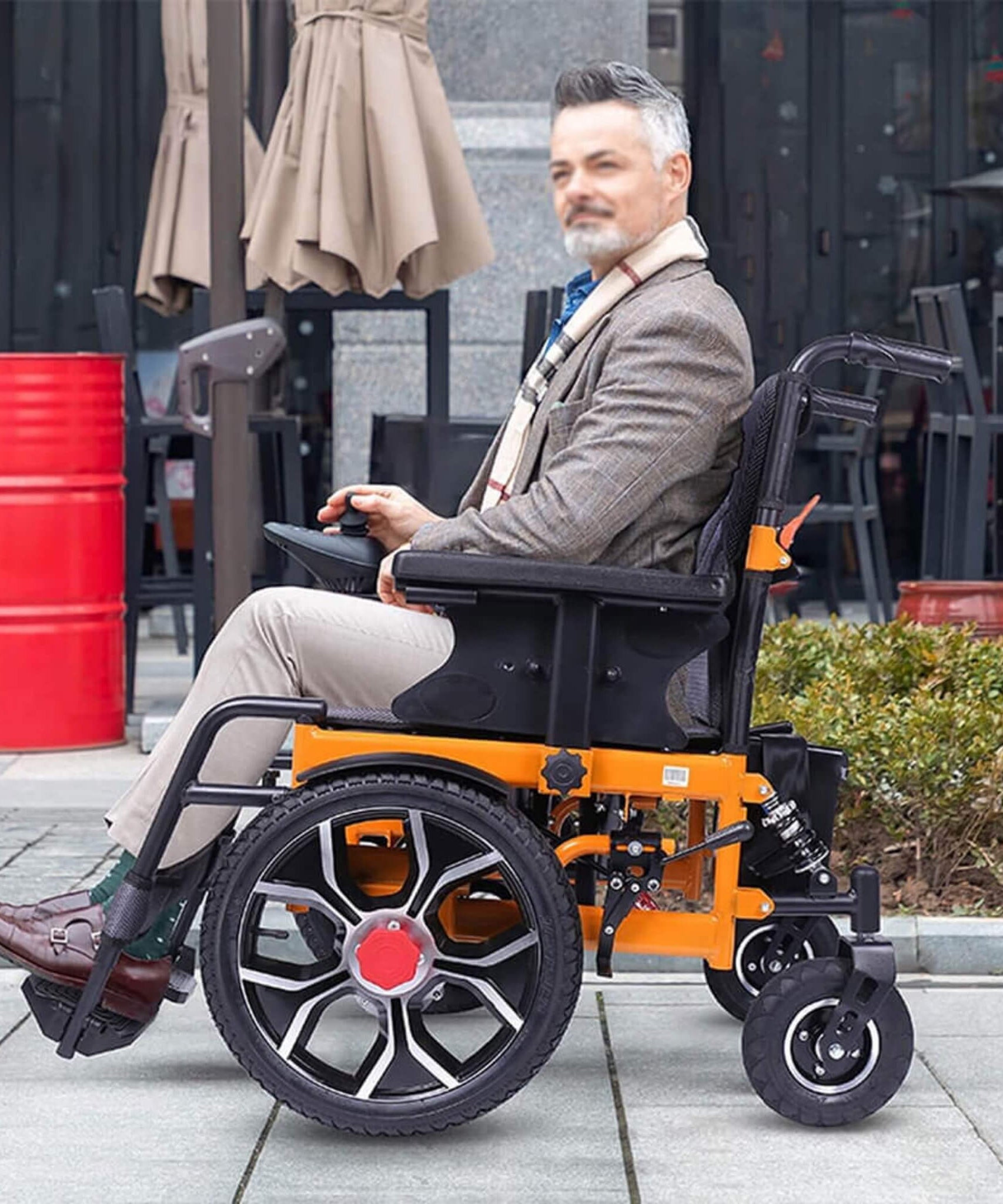 Motivo Heavy-Duty Ultralight All-Terrain Electric Airplane-Approved Foldable Wheelchair, 300LBS (SAK63147)