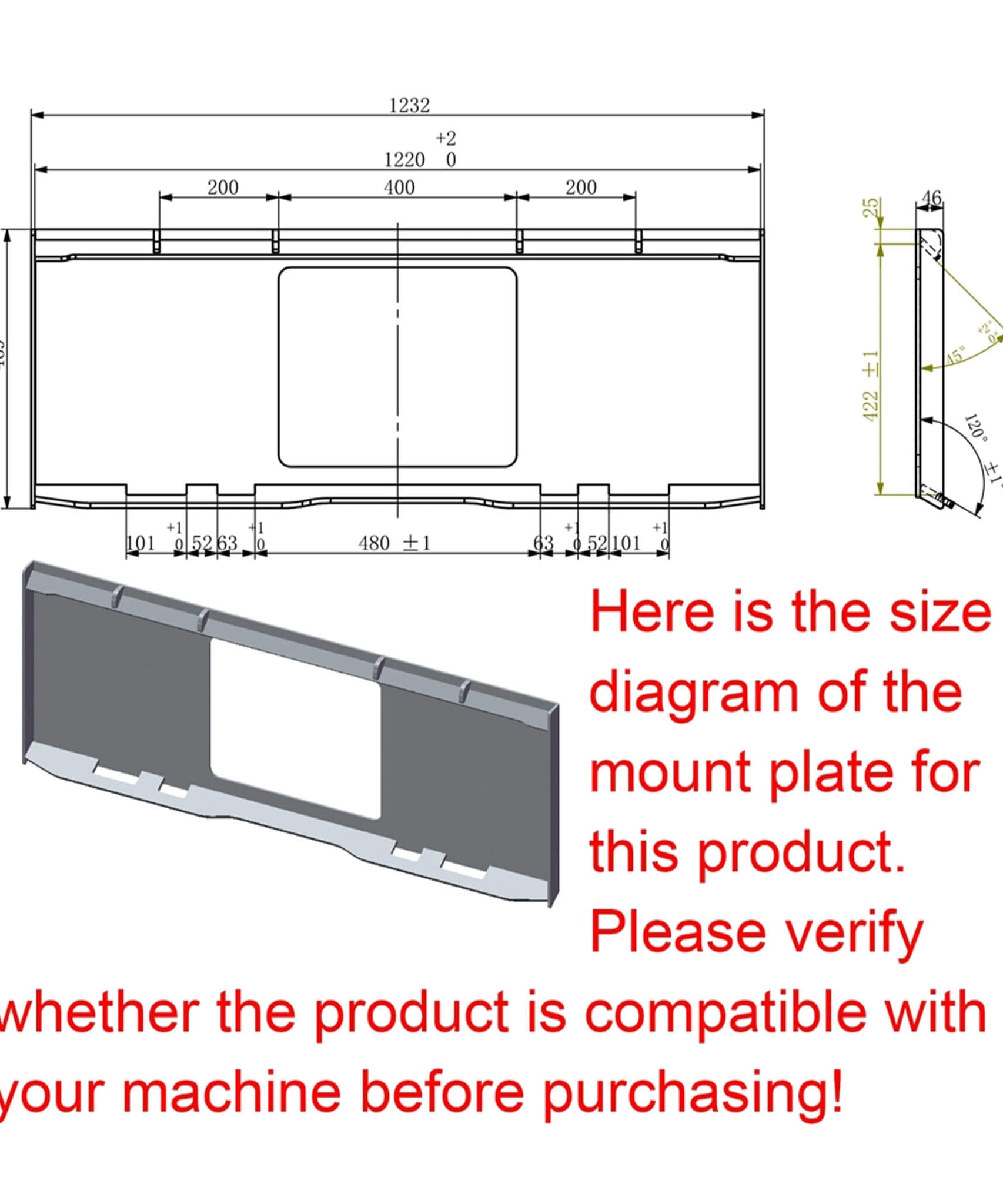 Heavy-Duty Universal Skid Steer Backhoe Digger Bucket Attachment With Universal Quick Attach Plate (SAK26714)
