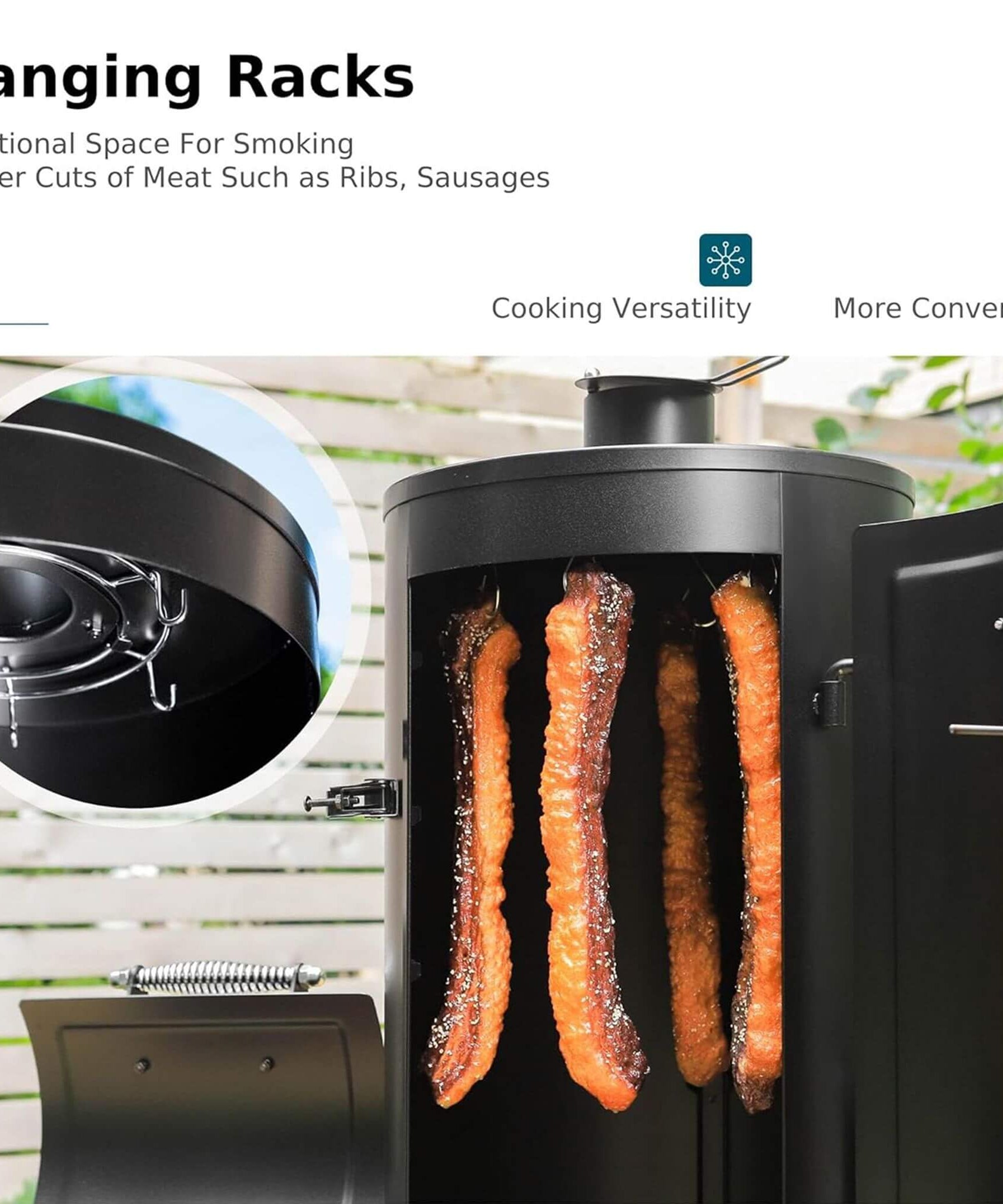 Heavy-Duty Vertical Extra-Large Charcoal Offset BBQ Smoker Grill Combo (SAK80247)