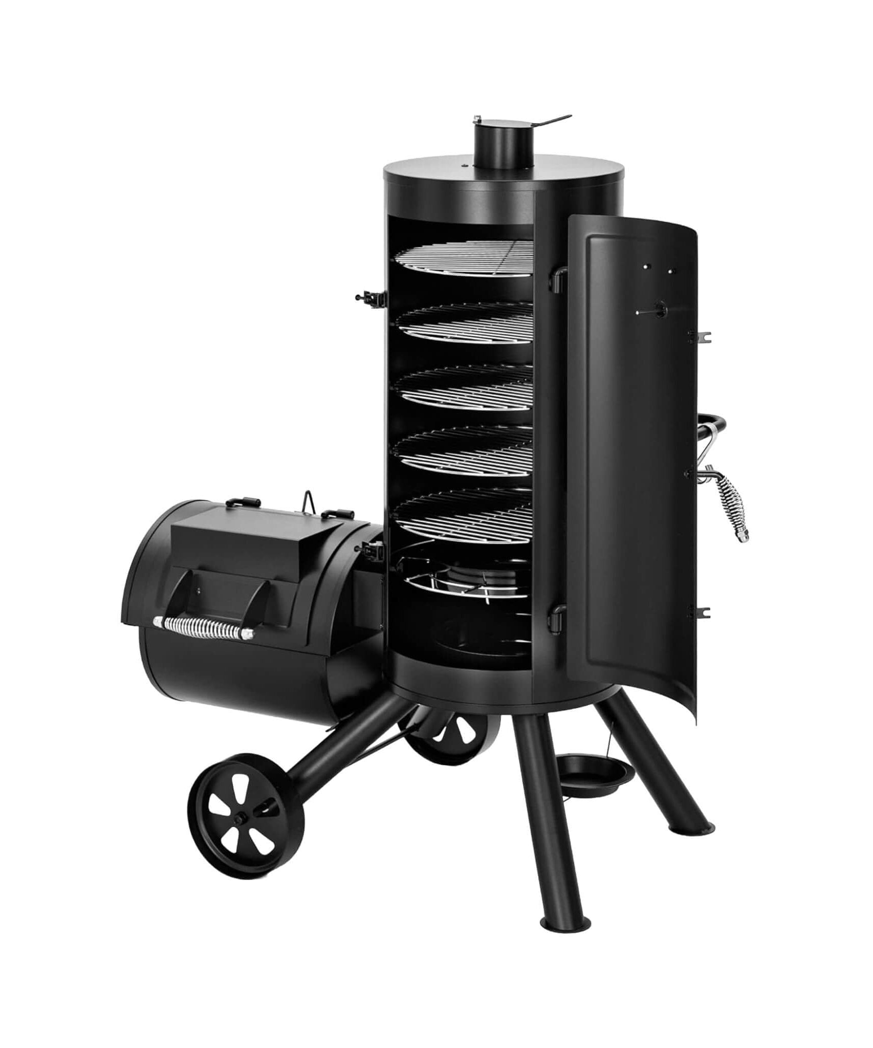 Heavy-Duty Vertical Extra-Large Charcoal Offset BBQ Smoker Grill Combo (SAK80247)