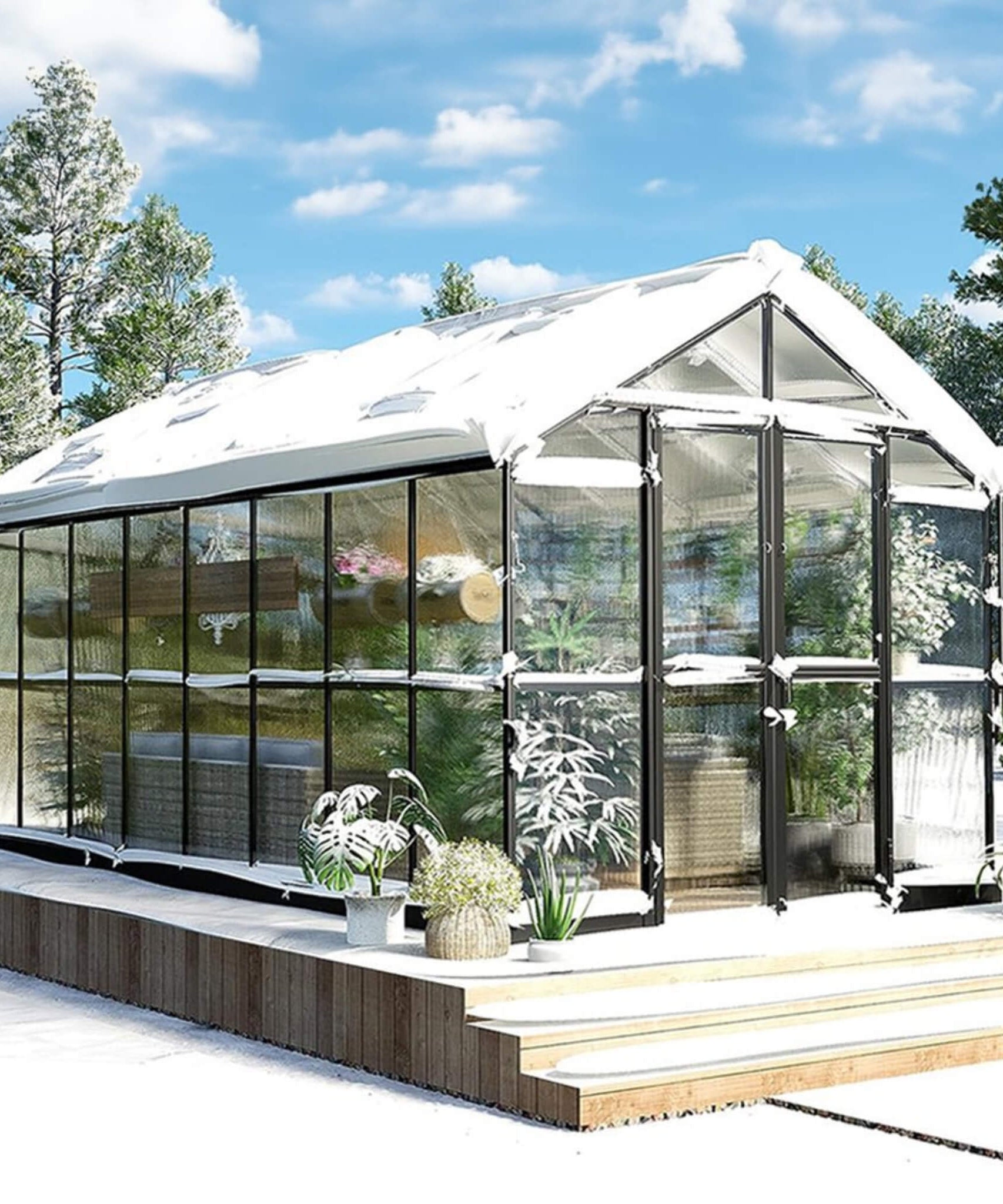 [08X16FT] Heavy-Duty Outdoor Walk-In Polycarbonate Patio Greenhouse With Double Swing Doors, 6MM (SAK26153)