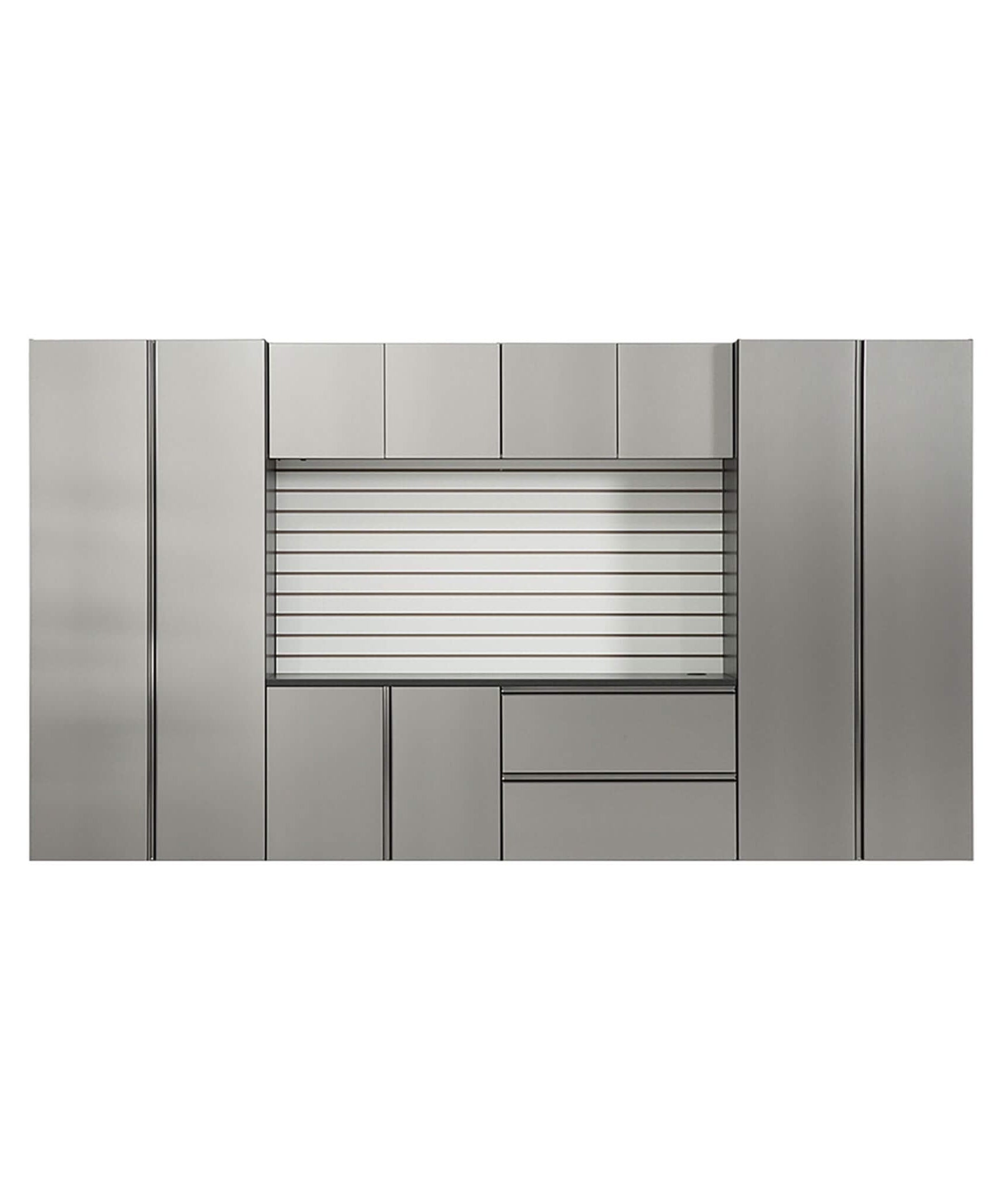 Alora Heavy-Duty Wall-Mounted Metallic Gray Garage Cabinet Set With Soft Closing Doors And Drawers (SAK24368)