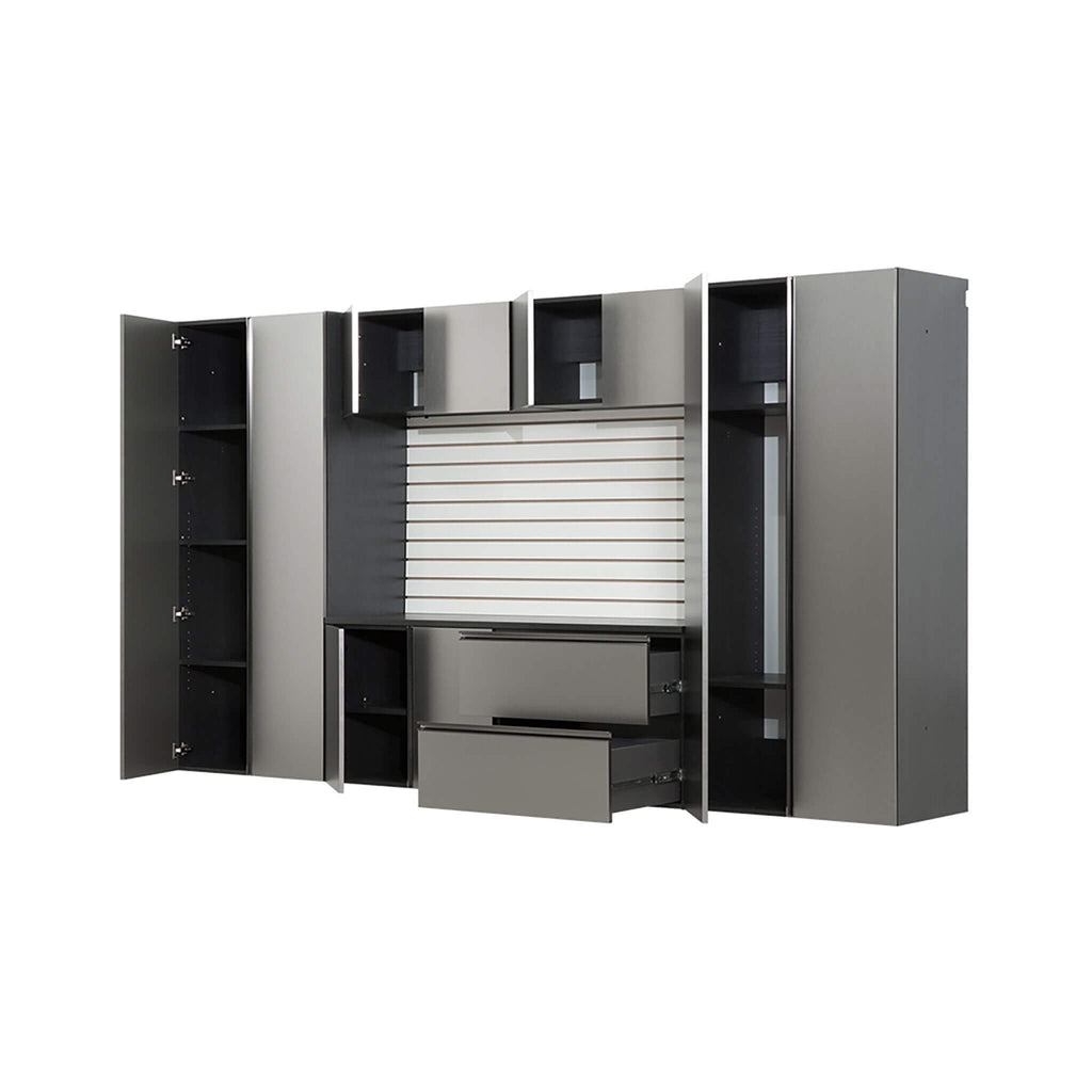 Alora Heavy-Duty Wall-Mounted Metallic Gray Garage Cabinet Set With Soft Closing Doors And Drawers (SAK24368)