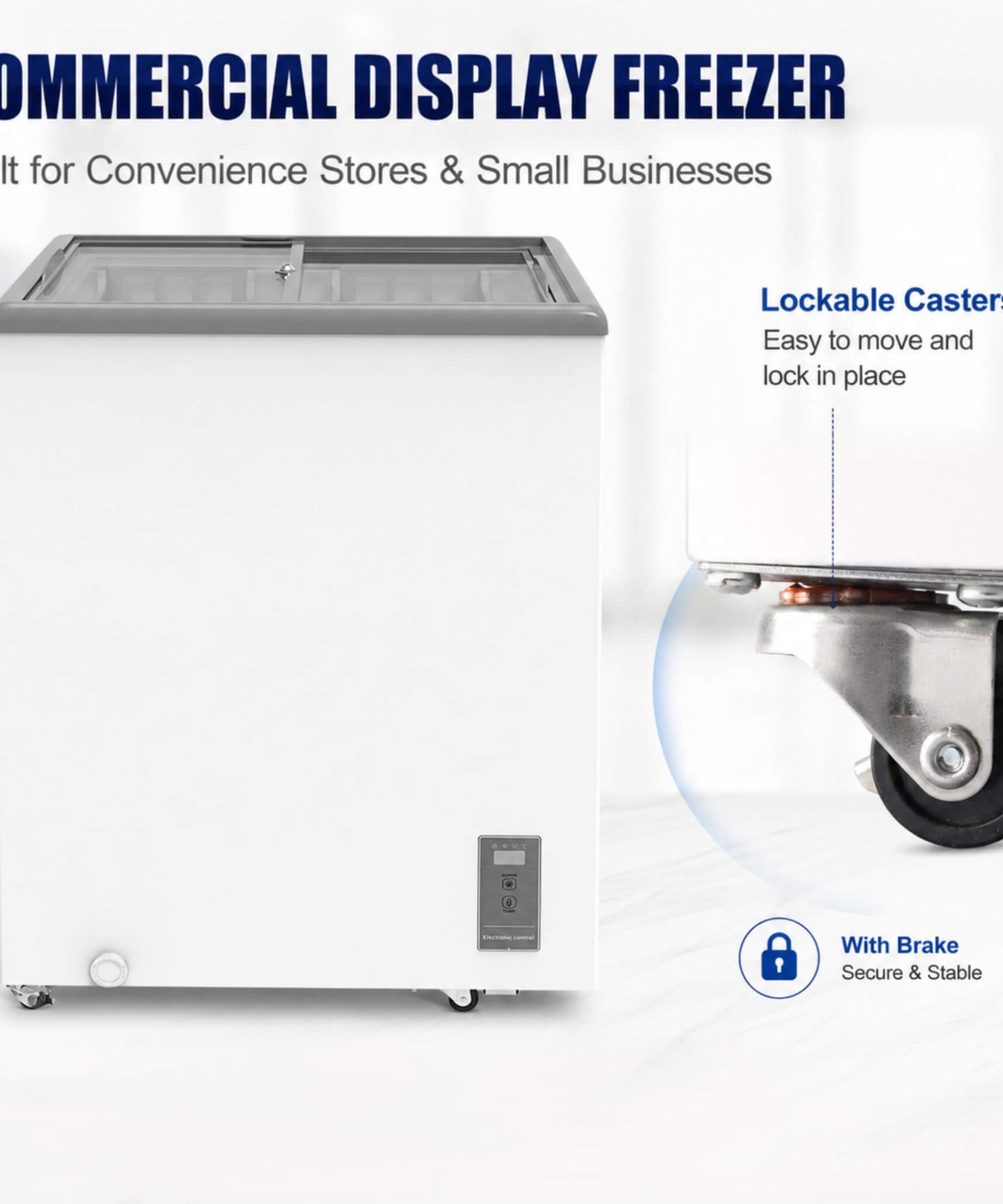 High-Efficiency Commercial Display Chest Freezer With Sliding Glass Door (SAK53174)