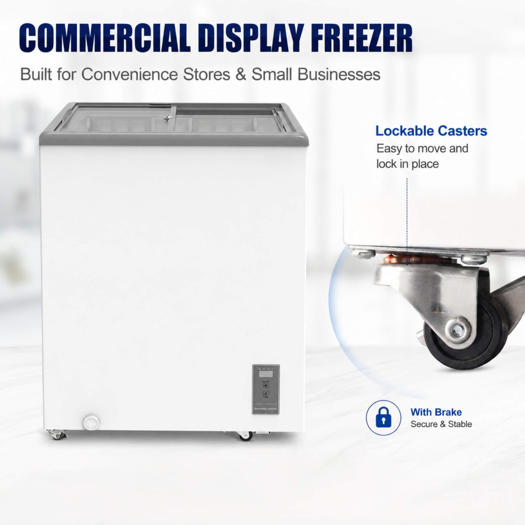 High-Efficiency Commercial Display Chest Freezer With Sliding Glass Door (SAK53174)