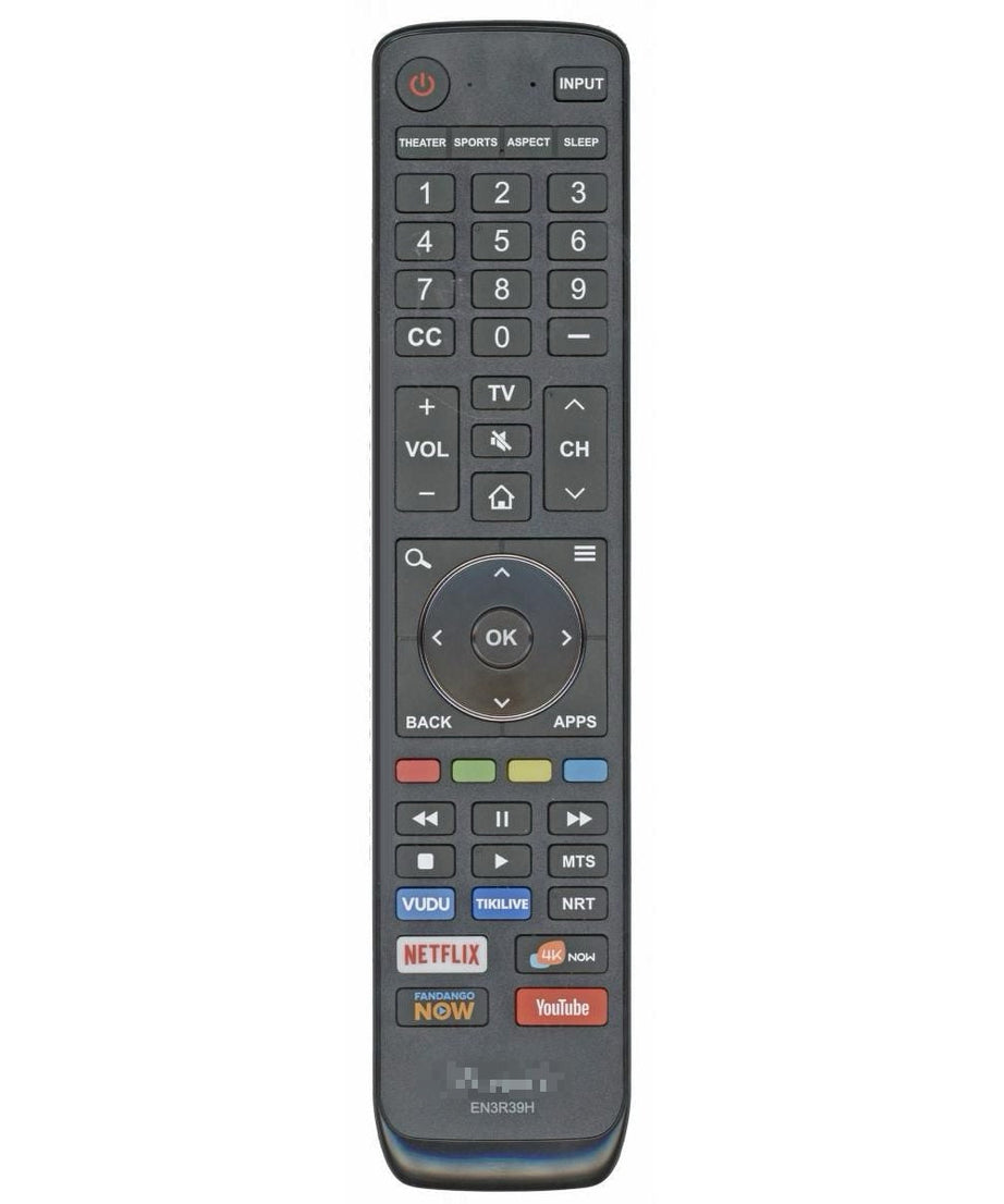 Hisense EN3R39H 2018 Smart TV Remote Control | Vudu | TikiLive | Netflix | 4KNow | Fandango | YouTube - EN3R39H