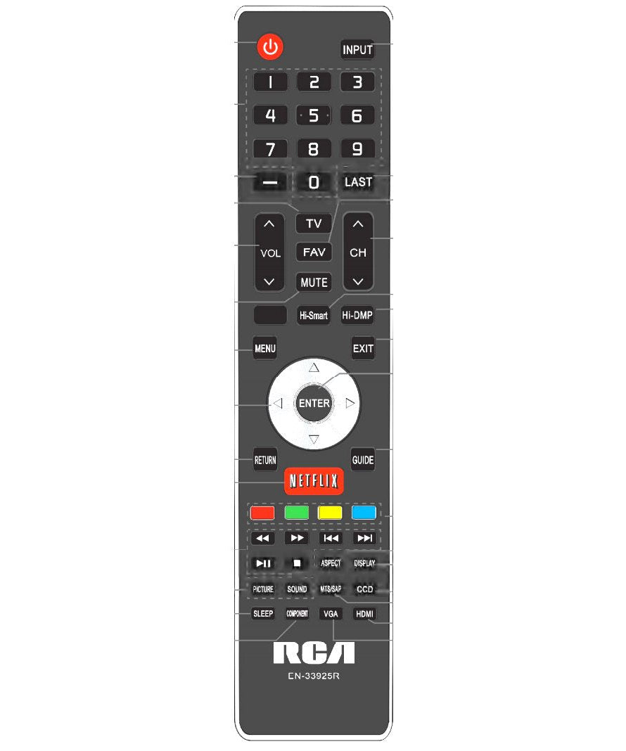 Hisense RCA EN33925R TV Remote Control
