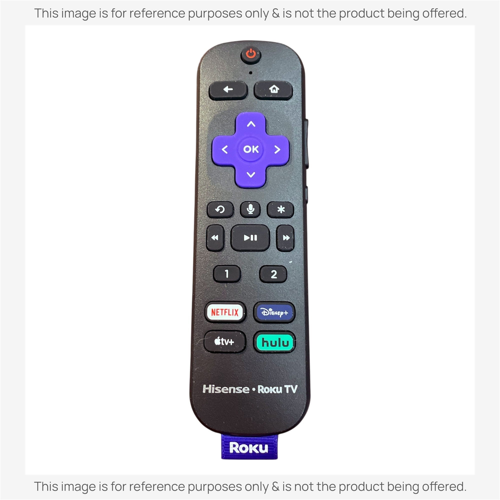 Substitute for Hisense RC-MC5 ROKU TV Remote Control 3226001169 [RCGZ1, NO HEADPHONE JACK / FAVORITE KEYS]