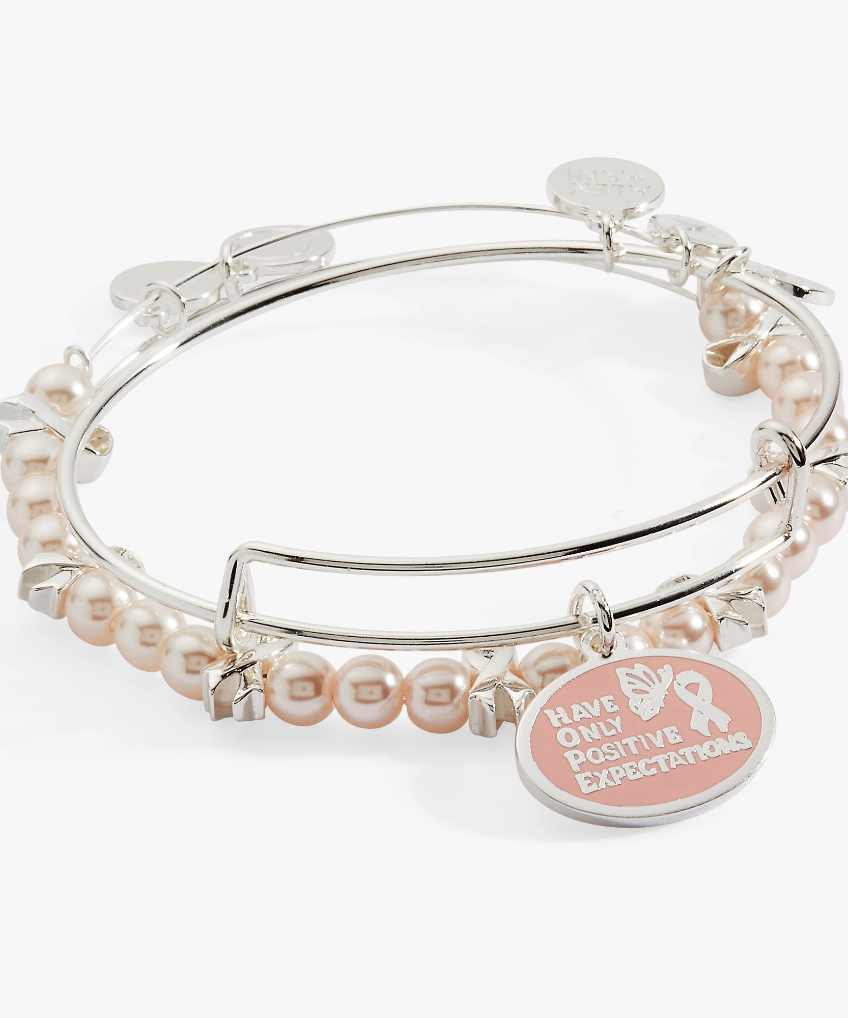 'HOPE' Breast Cancer Awareness Charm Bangle Set of 2