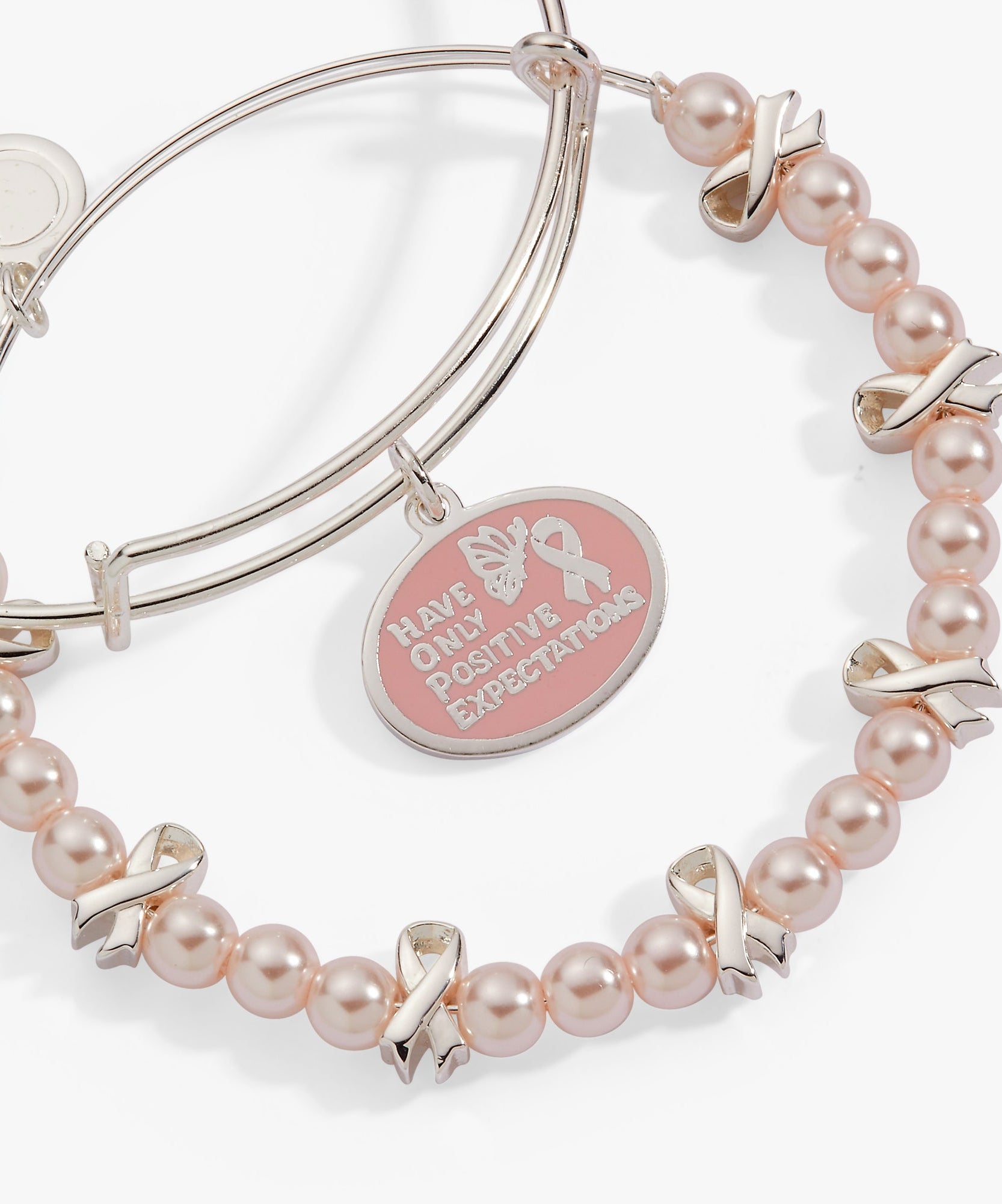 'HOPE' Breast Cancer Awareness Charm Bangle Set of 2