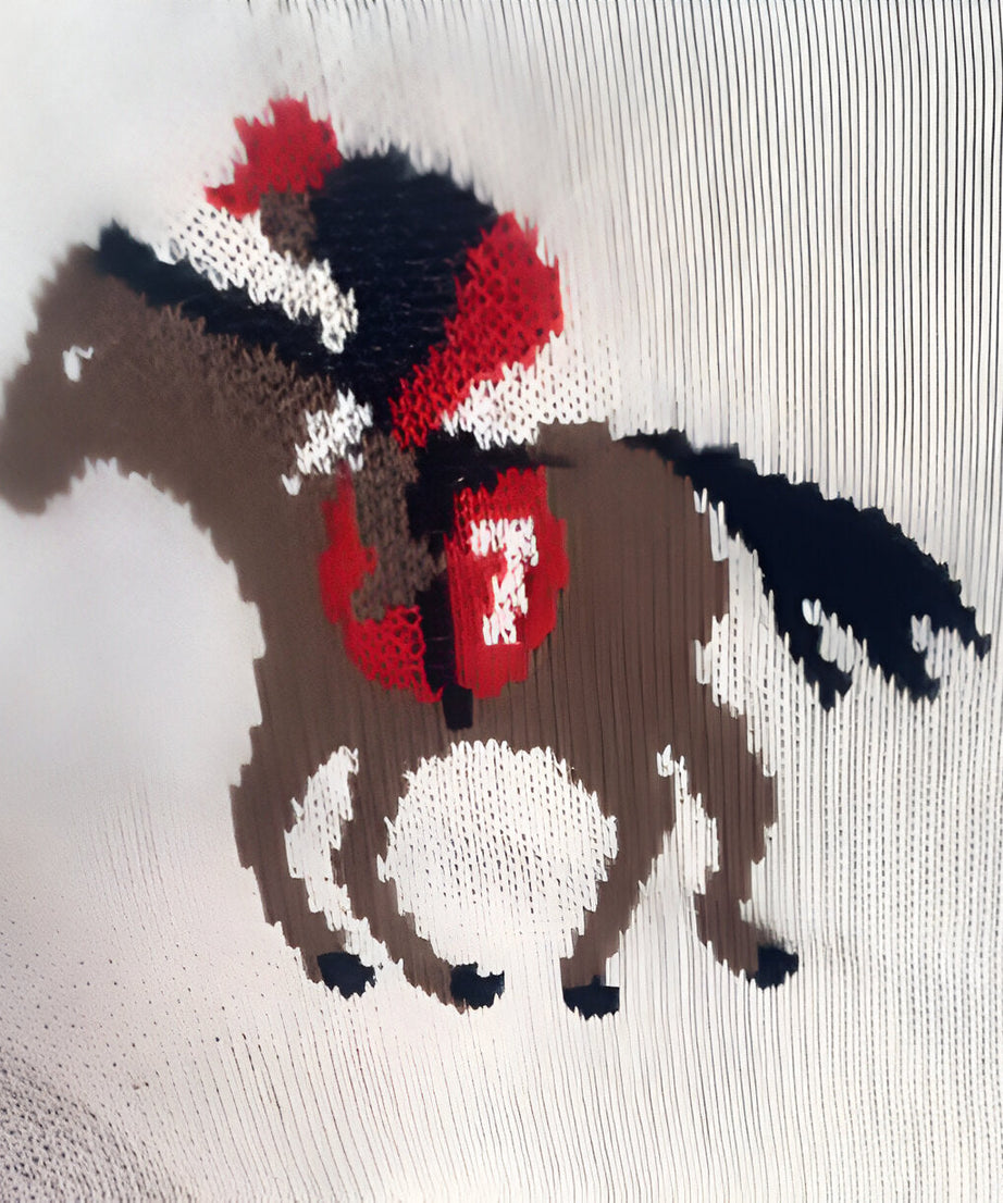 Horse Jockey Ecru Knitted Cotton Baby Blanket