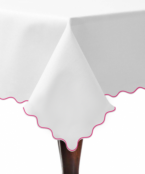 Scallop Embroidery Sateen Cotton Solid Table Cloth