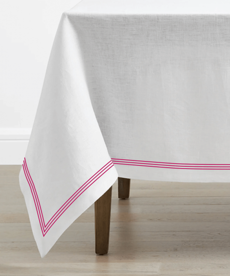 Triple Embroidery Border Linen Table Cloth