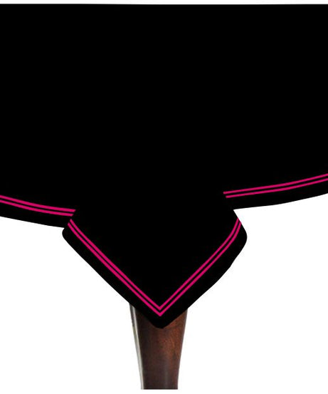 Double Embroidery Border Sateen Cotton Solid Table Cloth - Black