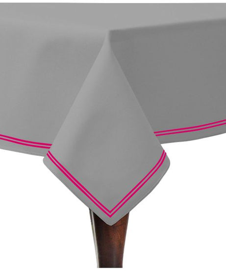 Double Embroidery Border Sateen Cotton Solid Table Cloth - Light Grey