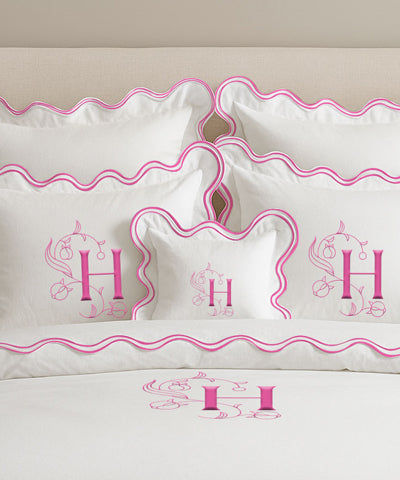 Monogram Cotton Luxurious Double Scallop Duvet Cover