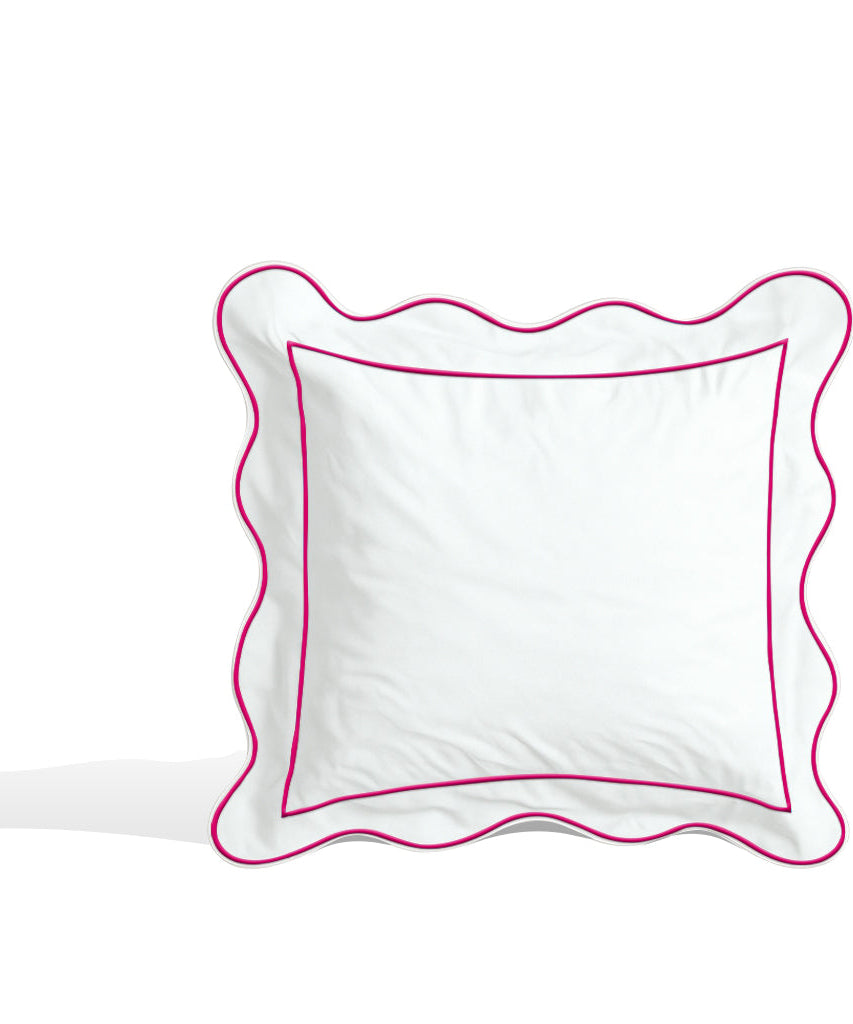 Monogram 400TC Cotton Scallop Embroidery & Border Sateen Solid Euro Sham