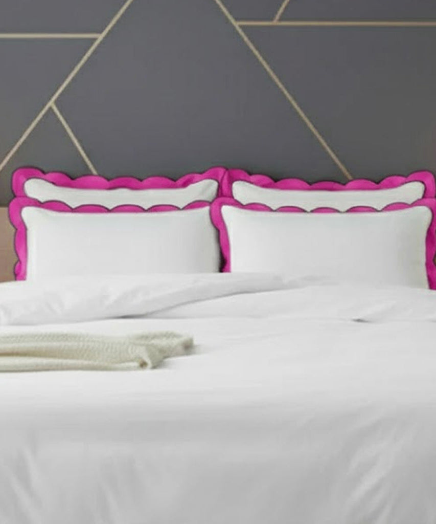 Scalloped & Wavy Applique Embroidery Cotton Duvet Cover Set