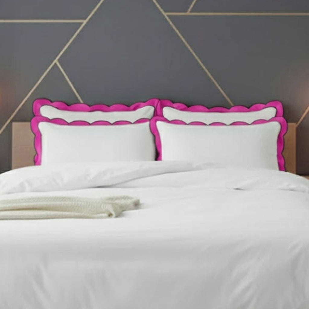 Scalloped & Wavy Applique Embroidery Cotton Duvet Cover Set