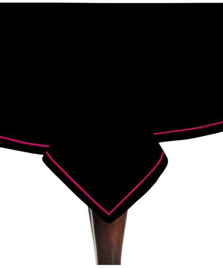 Single Embroidery Border Sateen Cotton Solid Table Cloth - Black