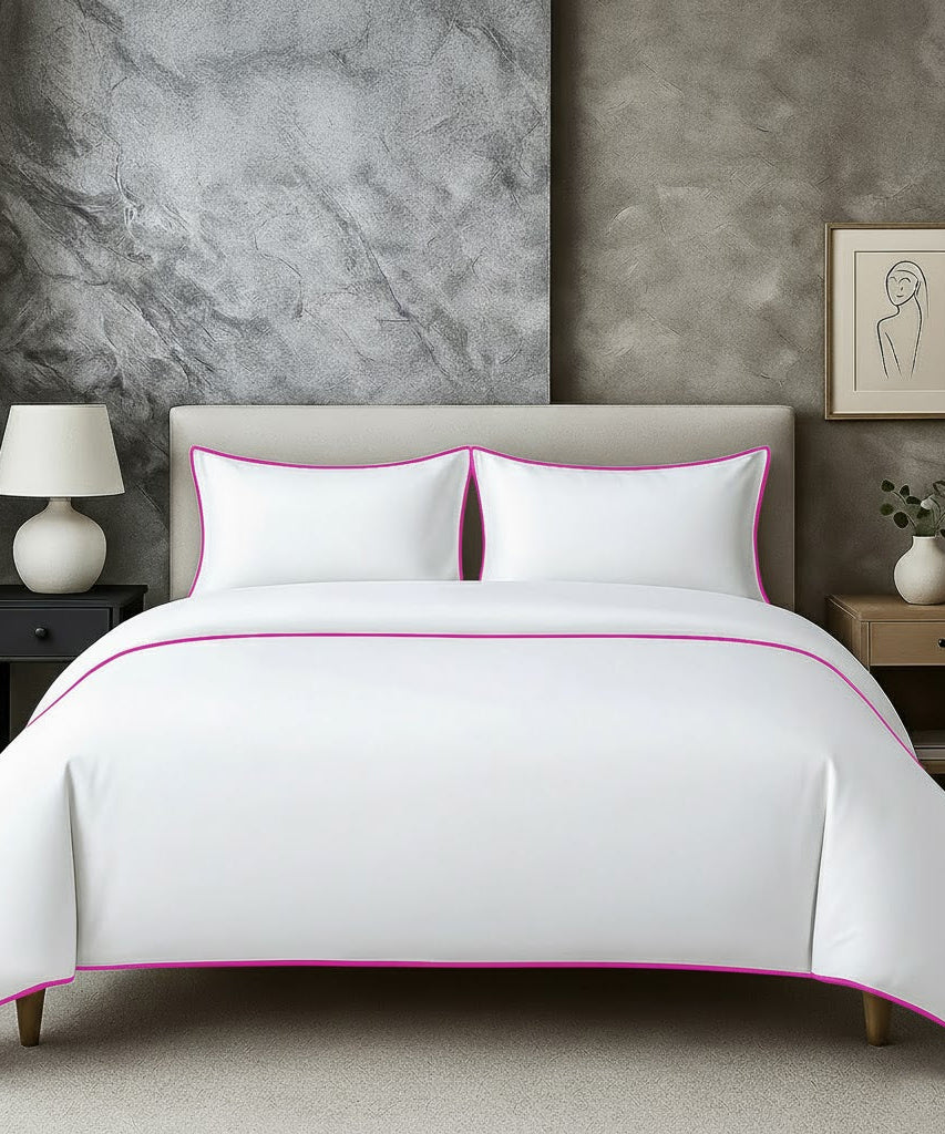 400 TC 100% Tencel Soft Silk Piping Duvet Cover Set