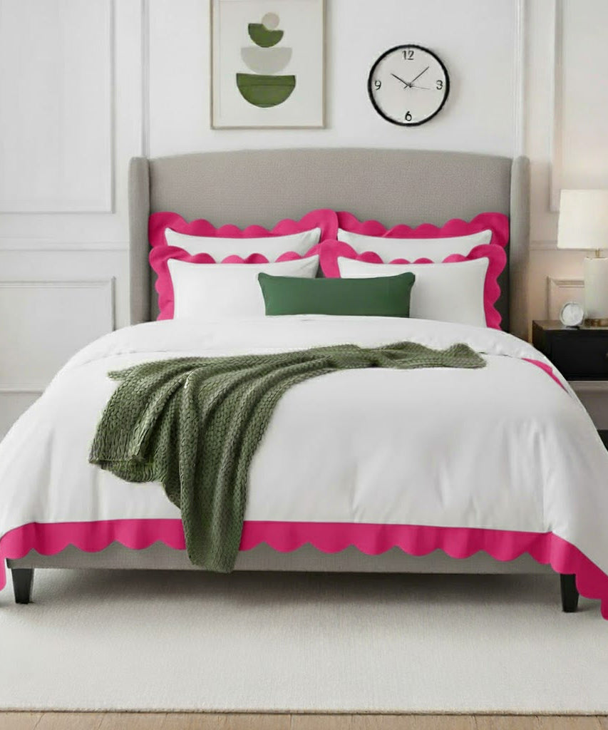 Wavy Applique Embroidery Cotton Duvet Cover Set