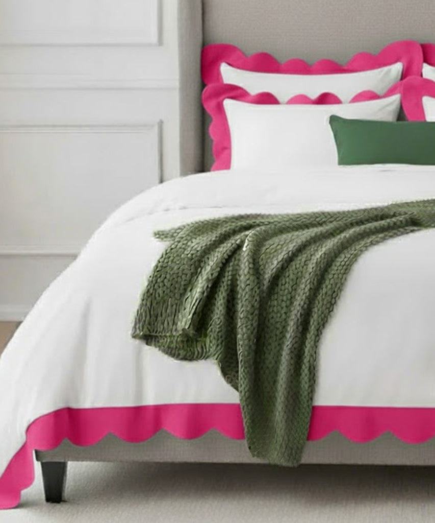 Wavy Applique Embroidery Cotton Duvet Cover Set
