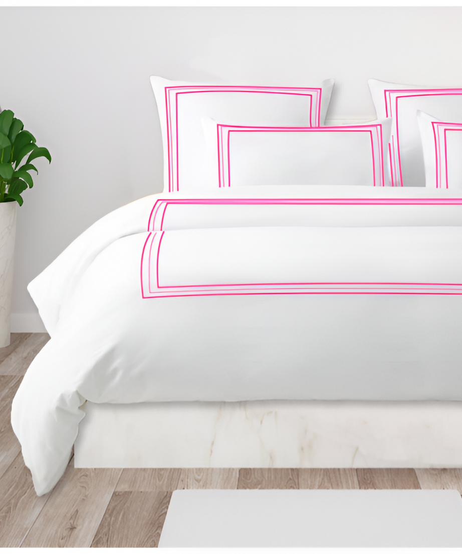 400TC Cotton Classic Embroidery Sateen Solid Duvet Cover Set