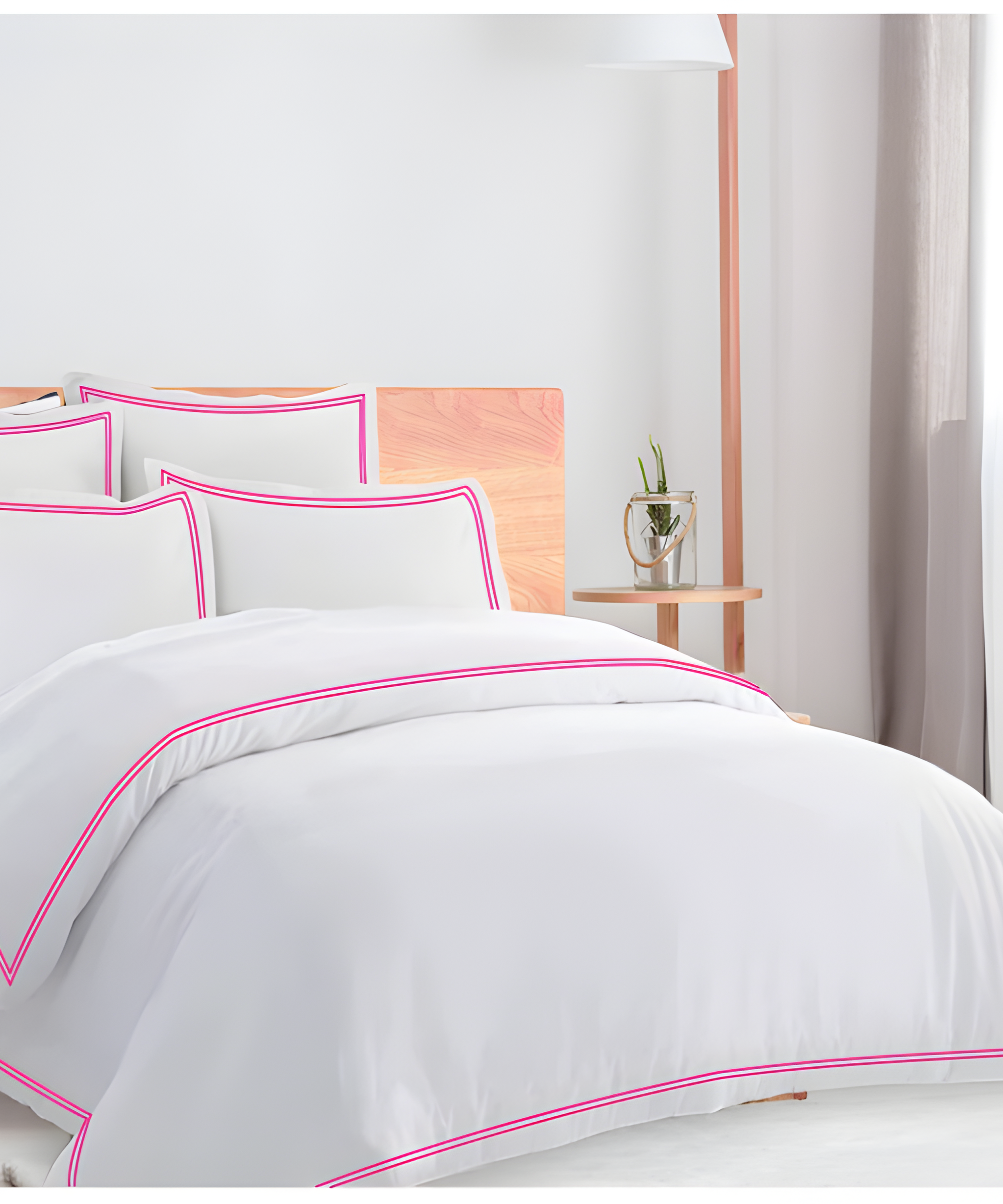 400TC Cotton Double Edge Embroidery Sateen Solid Duvet Cover Set