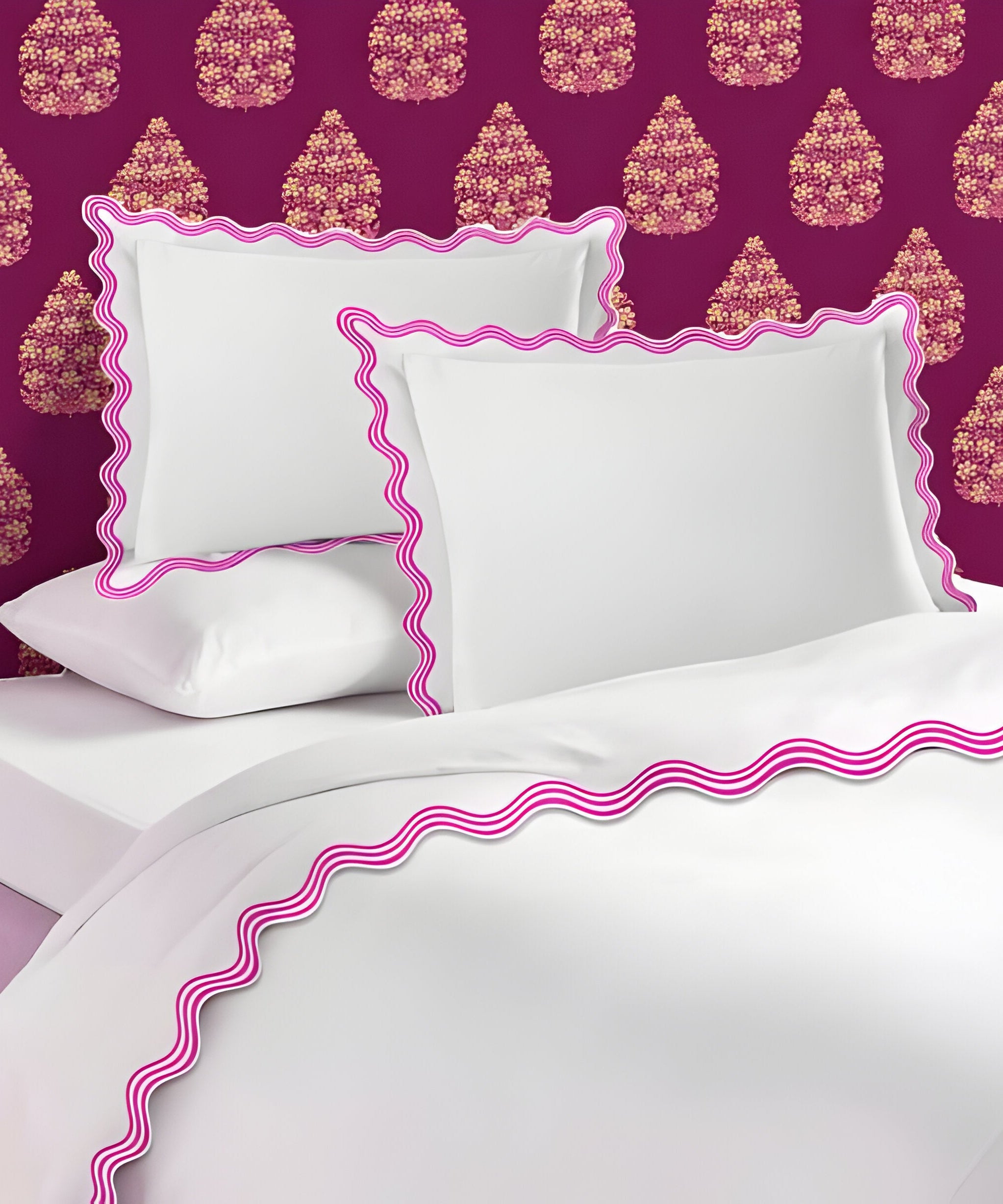 400TC Cotton Sateen Triple Scallop Embroidery Duvet Cover Set