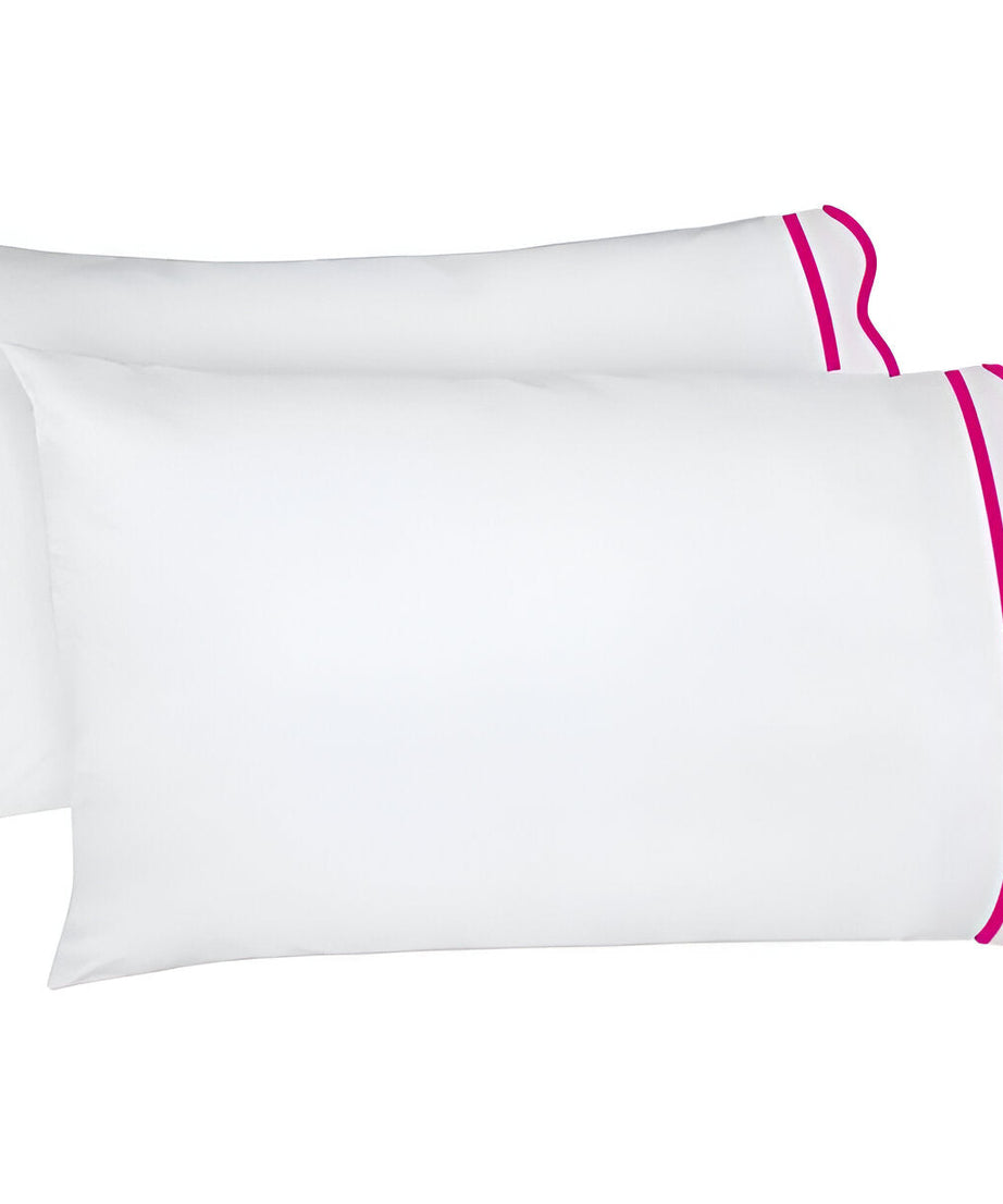 400TC Cotton Scallop Embroidery & Border Sateen Solid Pillowcases (Set Of 2)