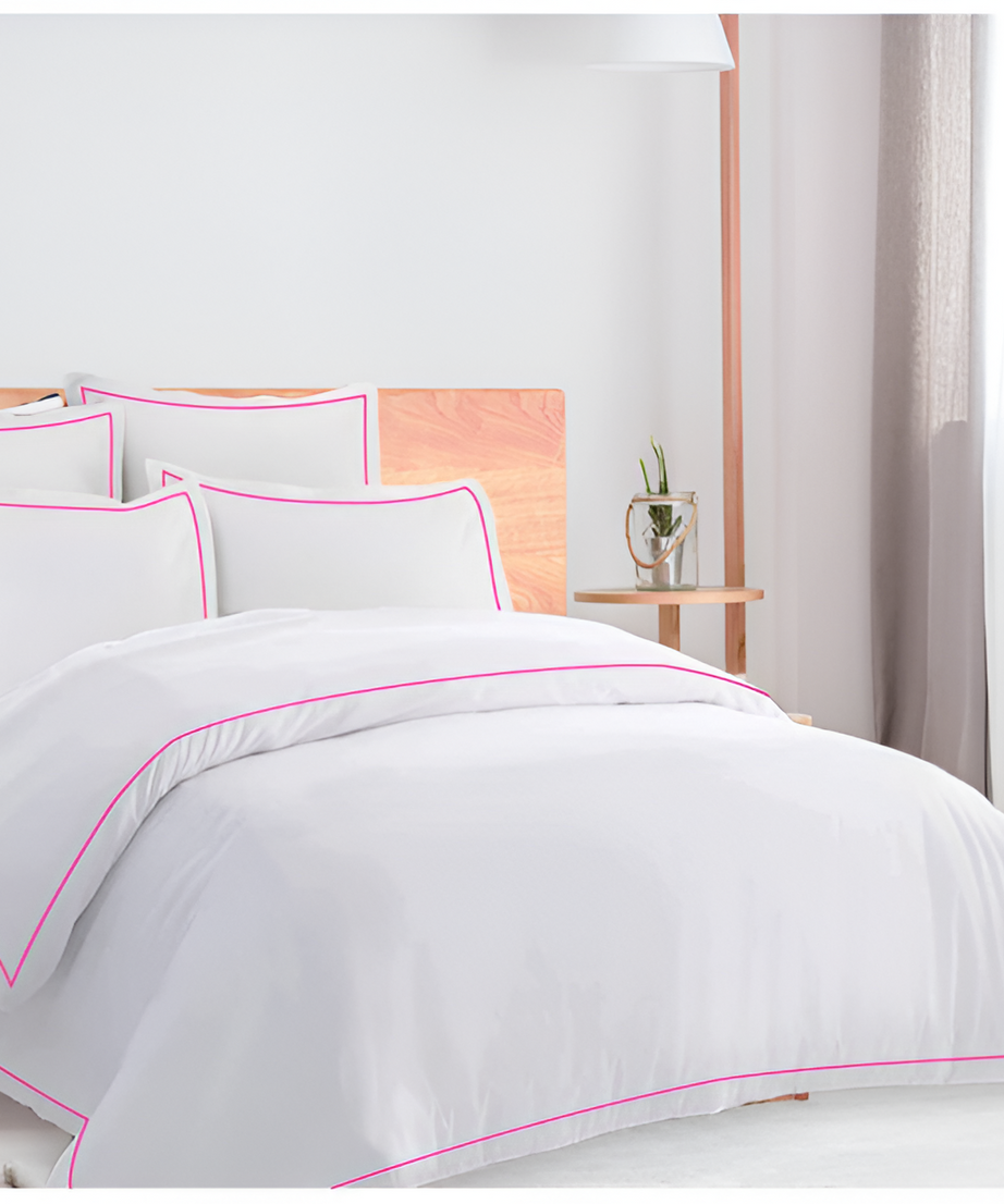 400TC Cotton Single Edge Embroidery Sateen Solid Duvet Cover Set