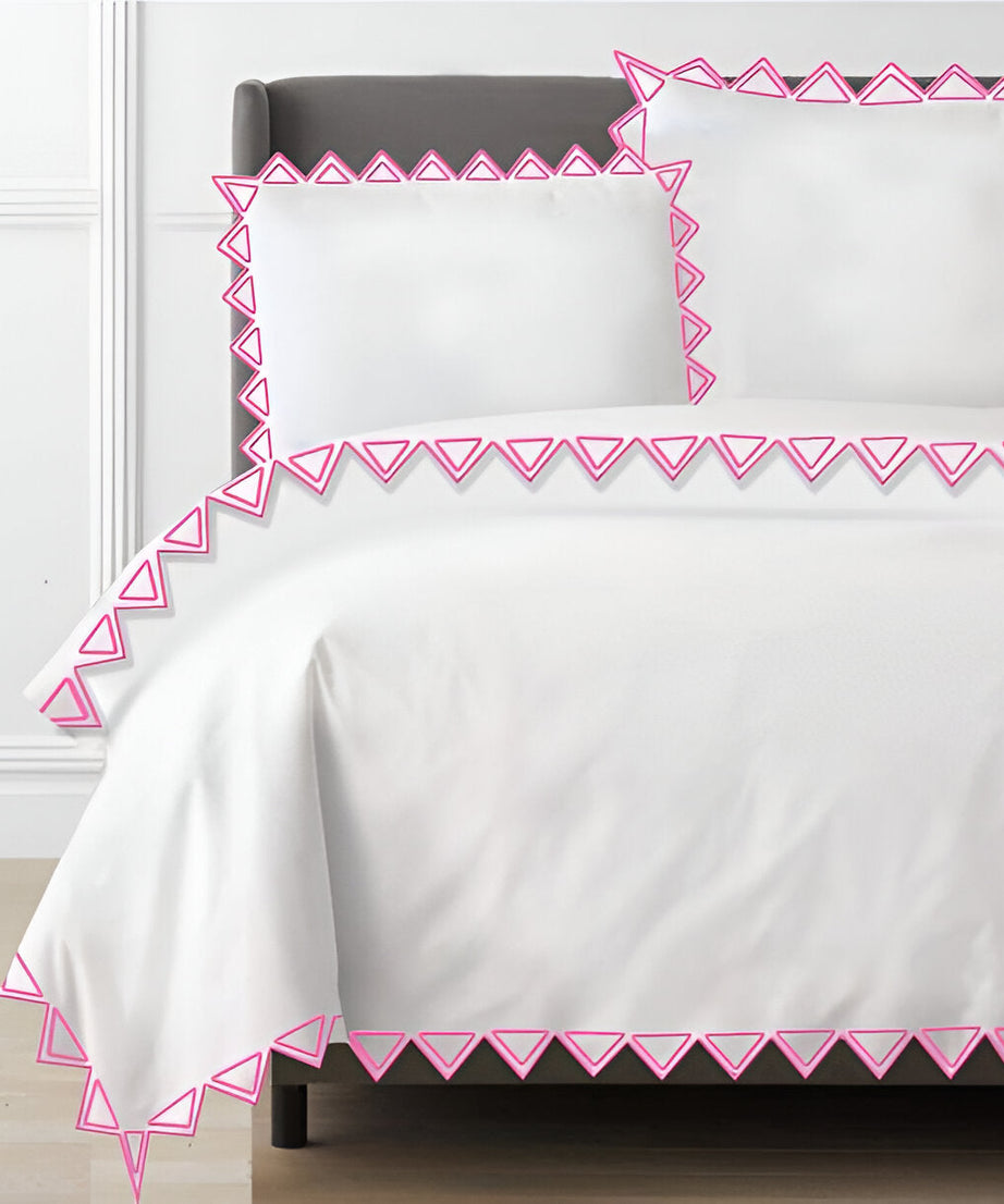 Ashley 400TC Cotton Traingle Embroidery Sateen Solid Duvet Cover Set