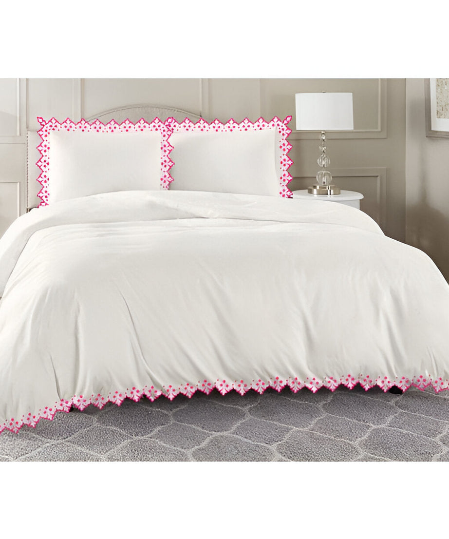 Elegant Flower Embroidered Duvet Cover Set