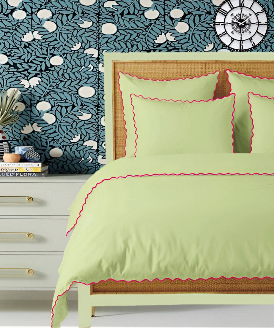 Sage 400TC Cotton Small Scallop Embroidery Duvet Cover Set