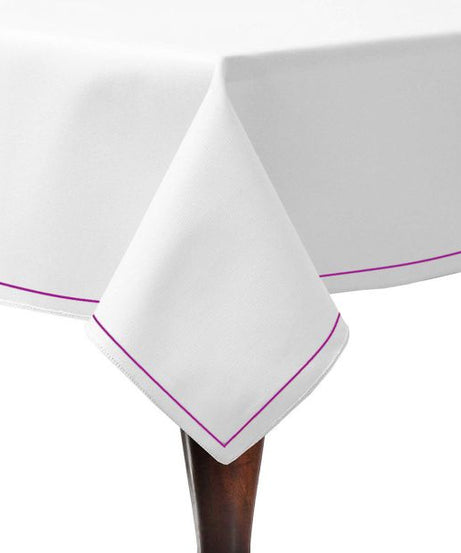 Single Embroidery Border Sateen Poly Cotton Solid Table Cloth