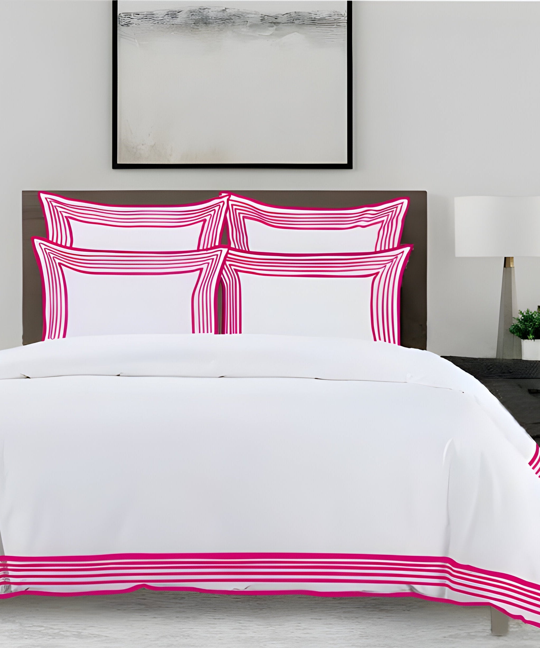 Smart Border 400TC Cotton Embroidery Sateen Solid Duvet Cover Set