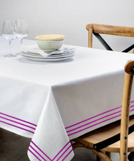 Triple Embroidery Border Sateen Cotton Solid Table Cloth