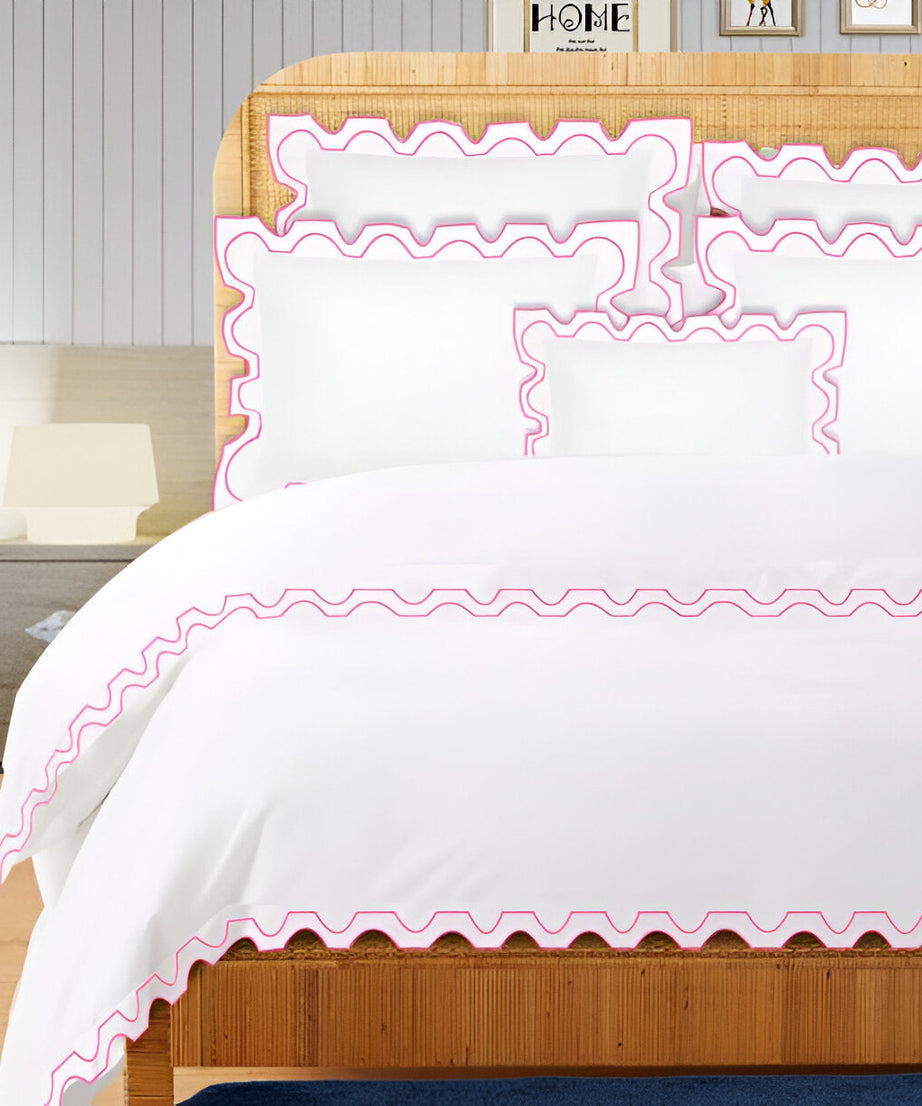 400TC Zig & Zag U Shape Embroidery Cotton Duvet Cover Set