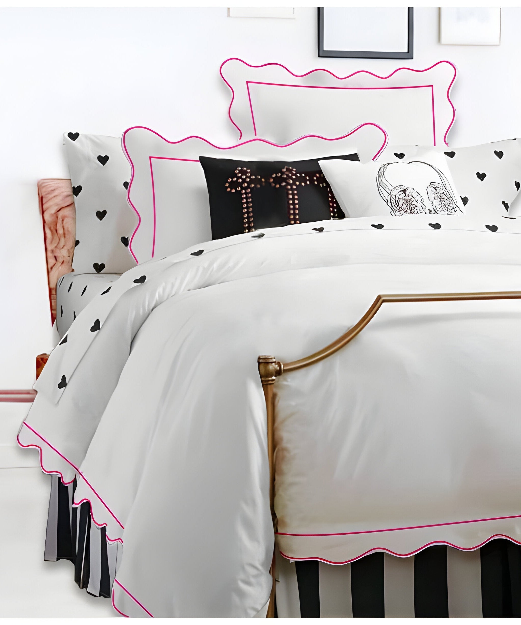 400TC Cotton Scallop Embroidery & Border Sateen Solid Duvet Cover Set